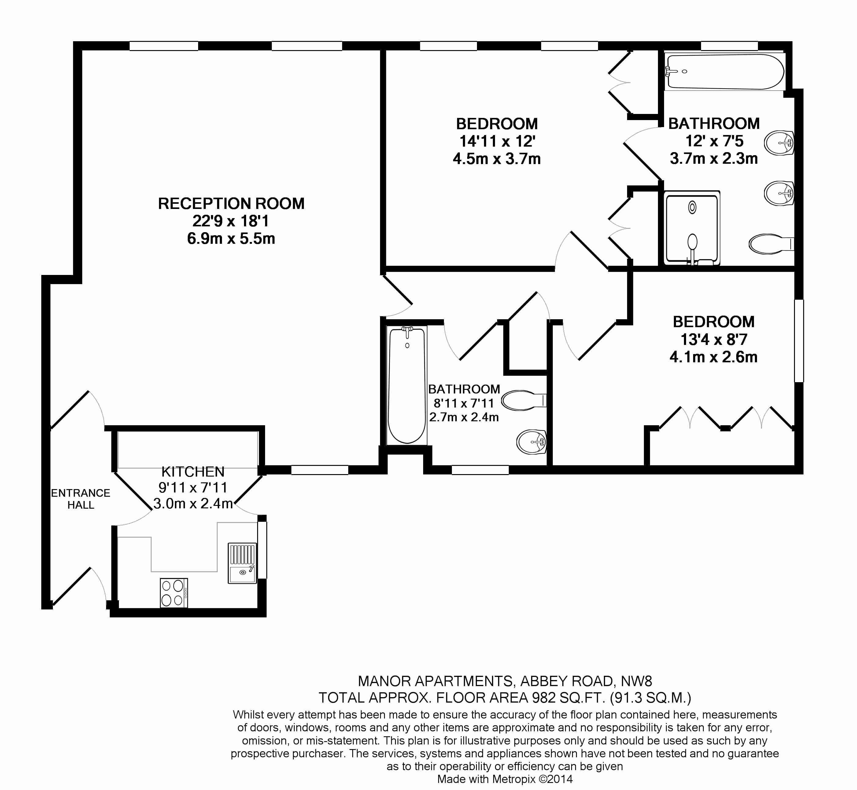 2 bedrooms flat to rent in Abbey Road, St John's Wood, NW8-Floorplan