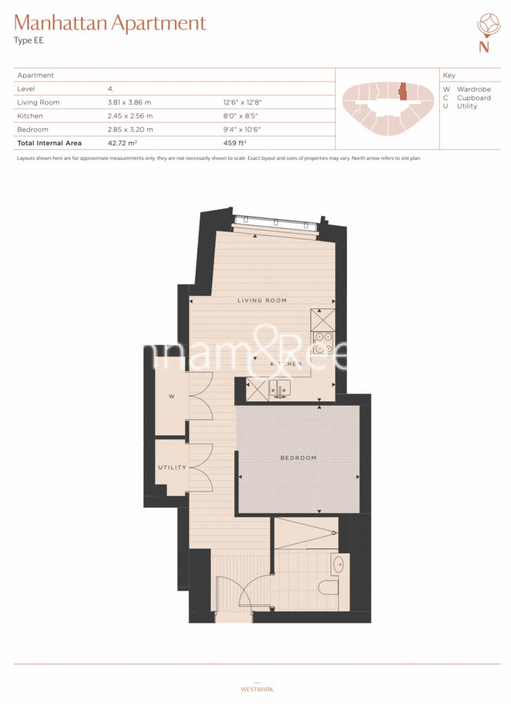 1 bedroom flat to rent in Westmark Tower, Paddington W2-Floorplan