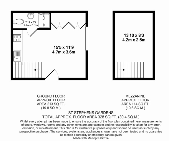 Studio flat to rent in St Stephens Gardens, Lancaster Gate, W2-Floorplan