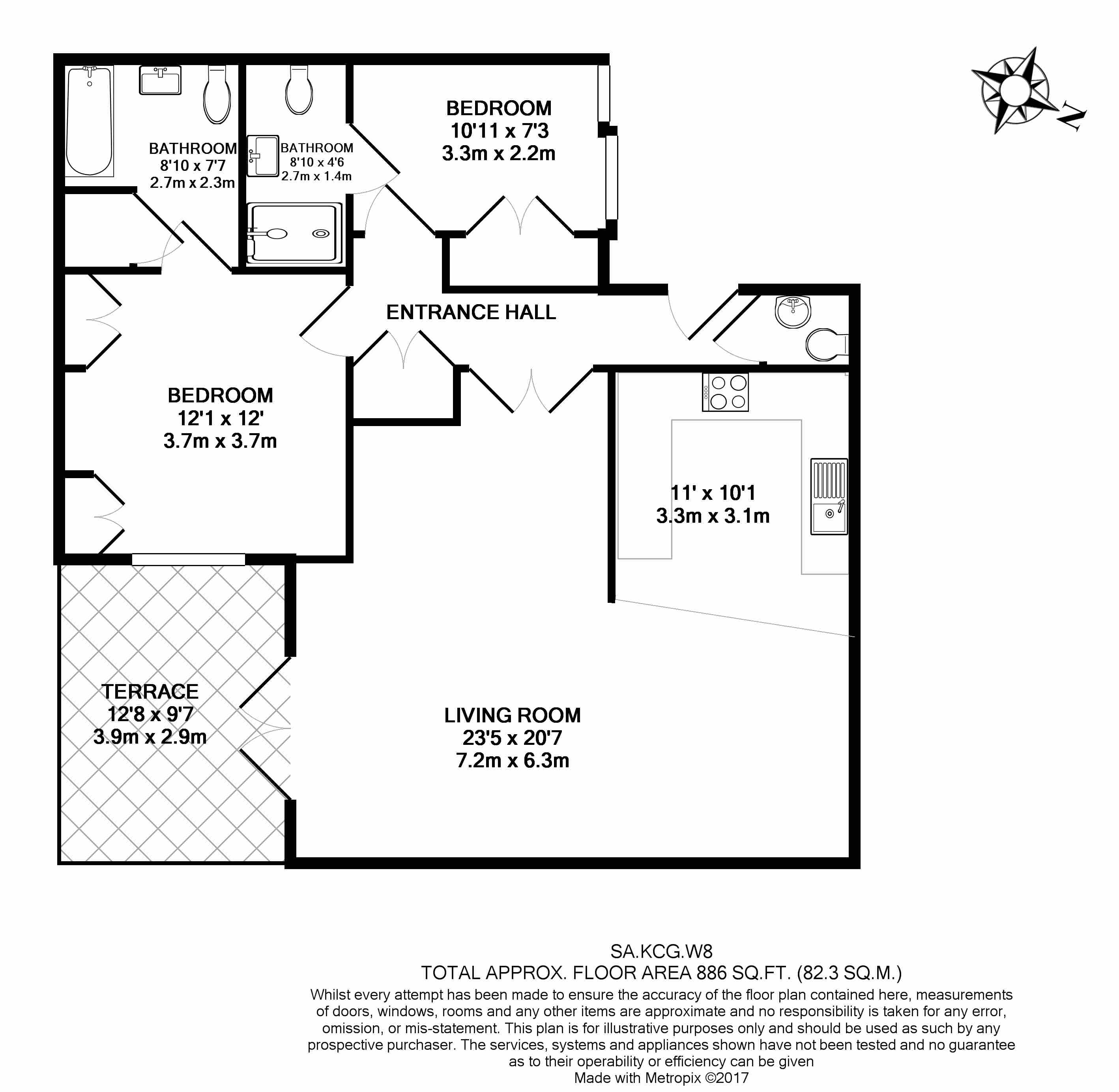 2 bedrooms flat to rent in Kensington Court Place, Kensington, W8-Floorplan