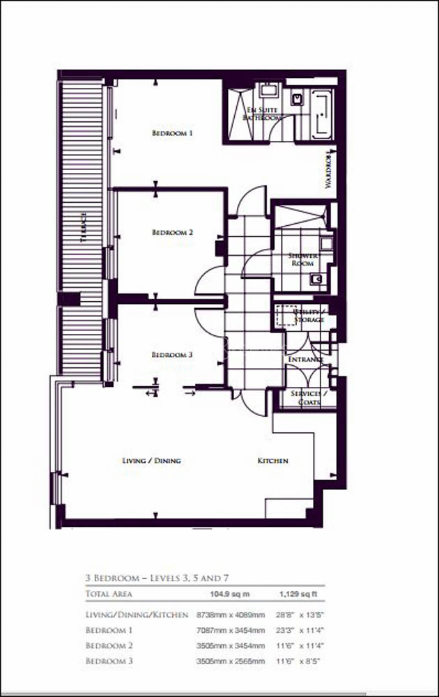 3 bedrooms flat to rent in Radnor Terrace, Kensington, W14-Floorplan