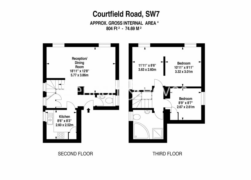 2 bedrooms flat to rent in Courtfield Road, South Kensington, SW7-Floorplan