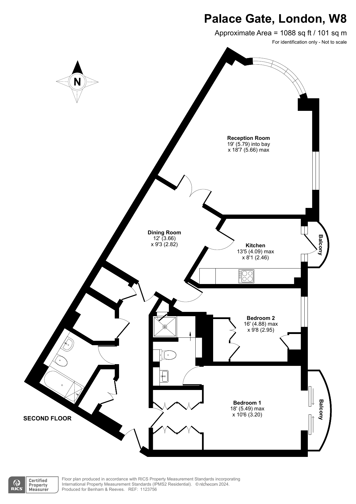 2  bedrooms flat to rent in Florence House, Kensington, W8-Floorplan