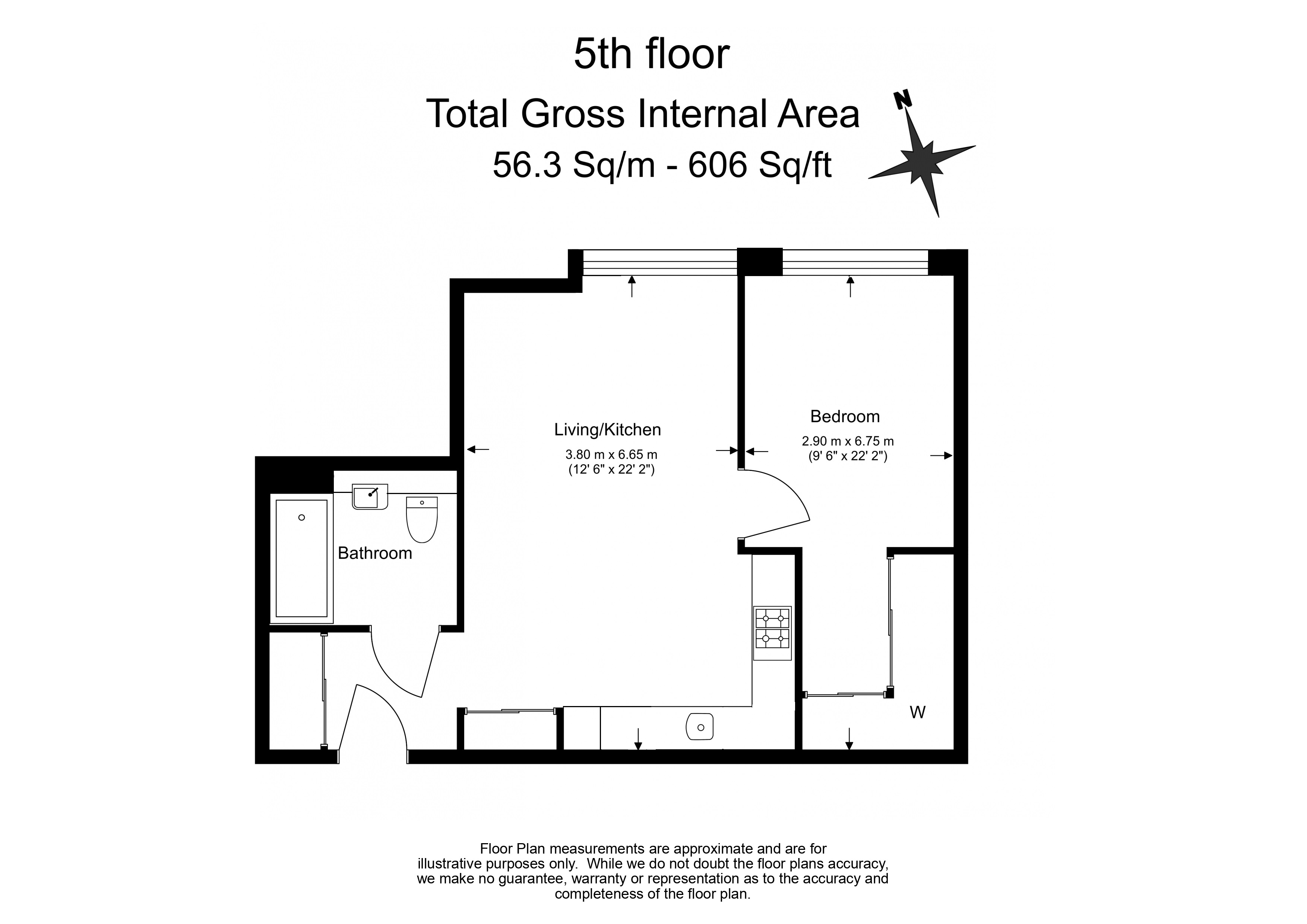 1  bedroom flat to rent in Lillie Square, Earls Court, SW6-Floorplan