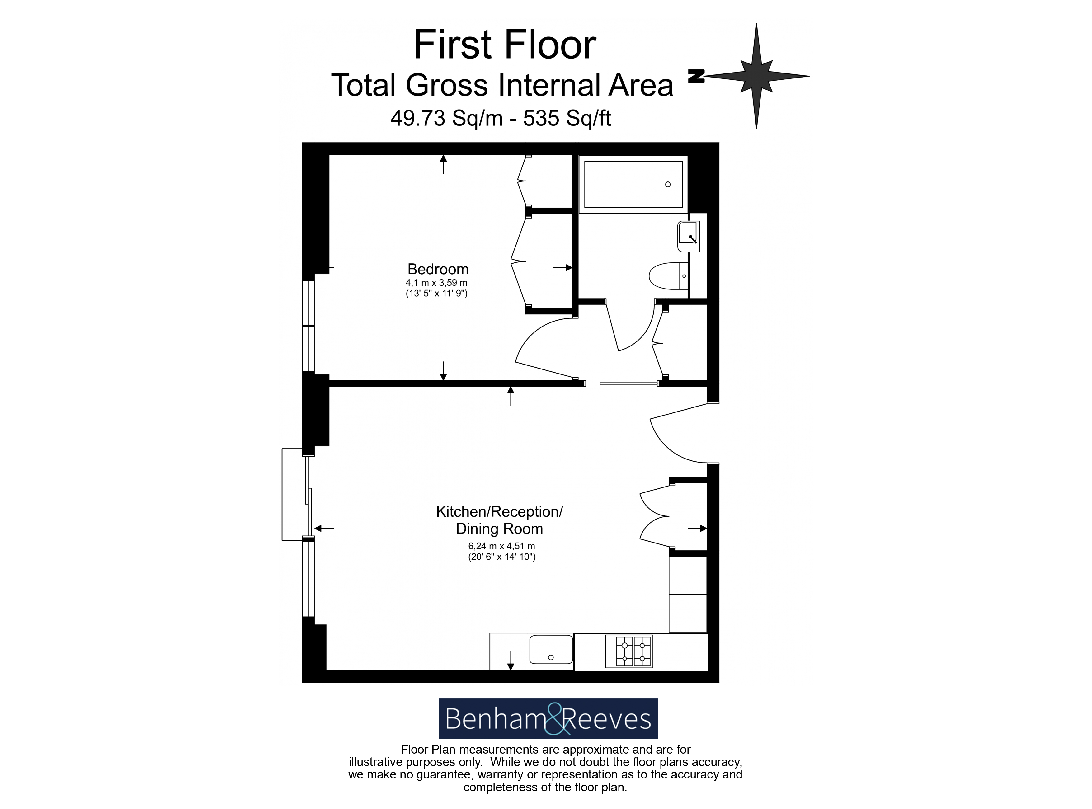 1 bedroom flat to rent in Bolander Grove, Hammersmith, SW6-Floorplan