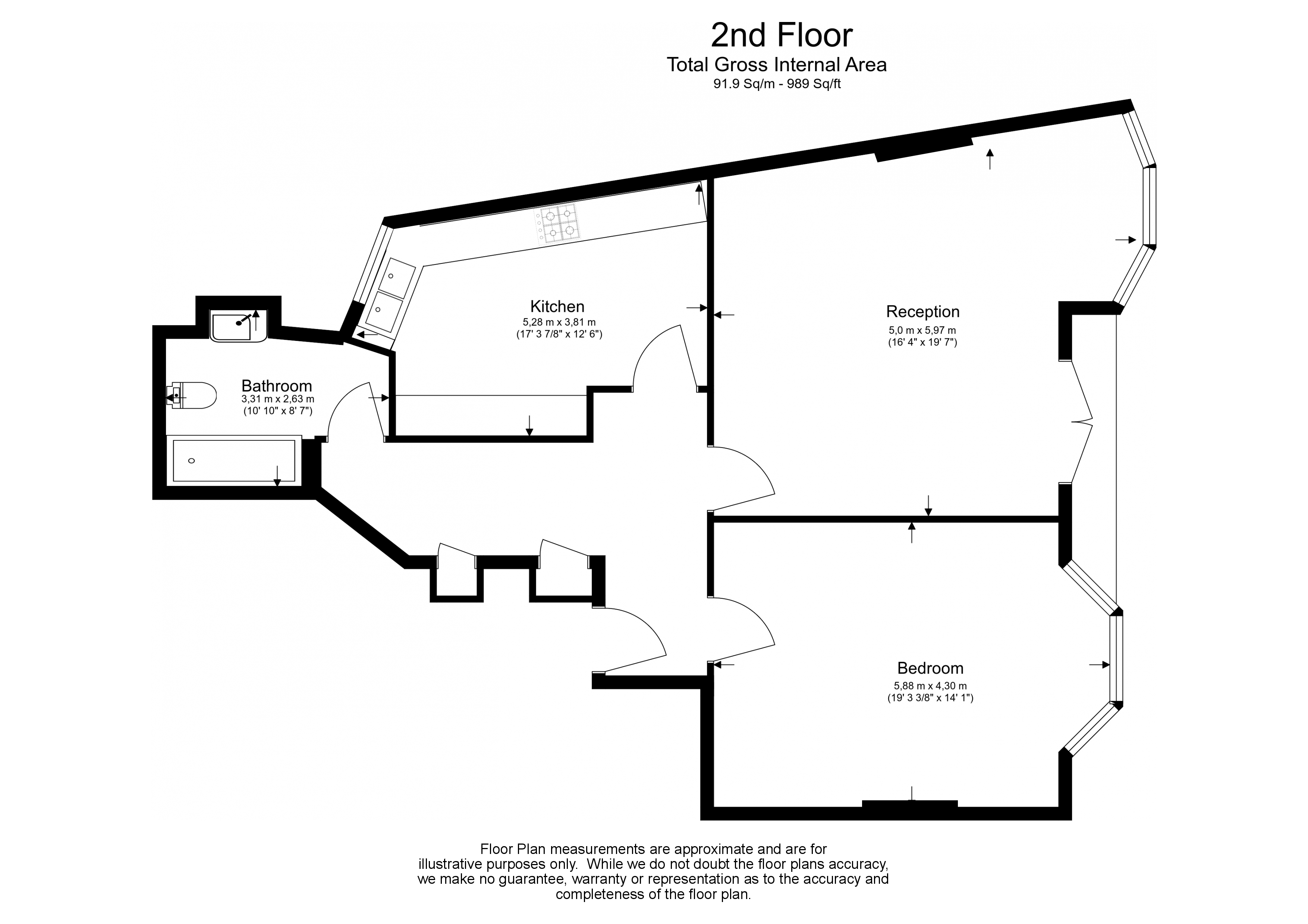 1 bedroom flat to rent in Kensington Court, Kensington, W8-Floorplan