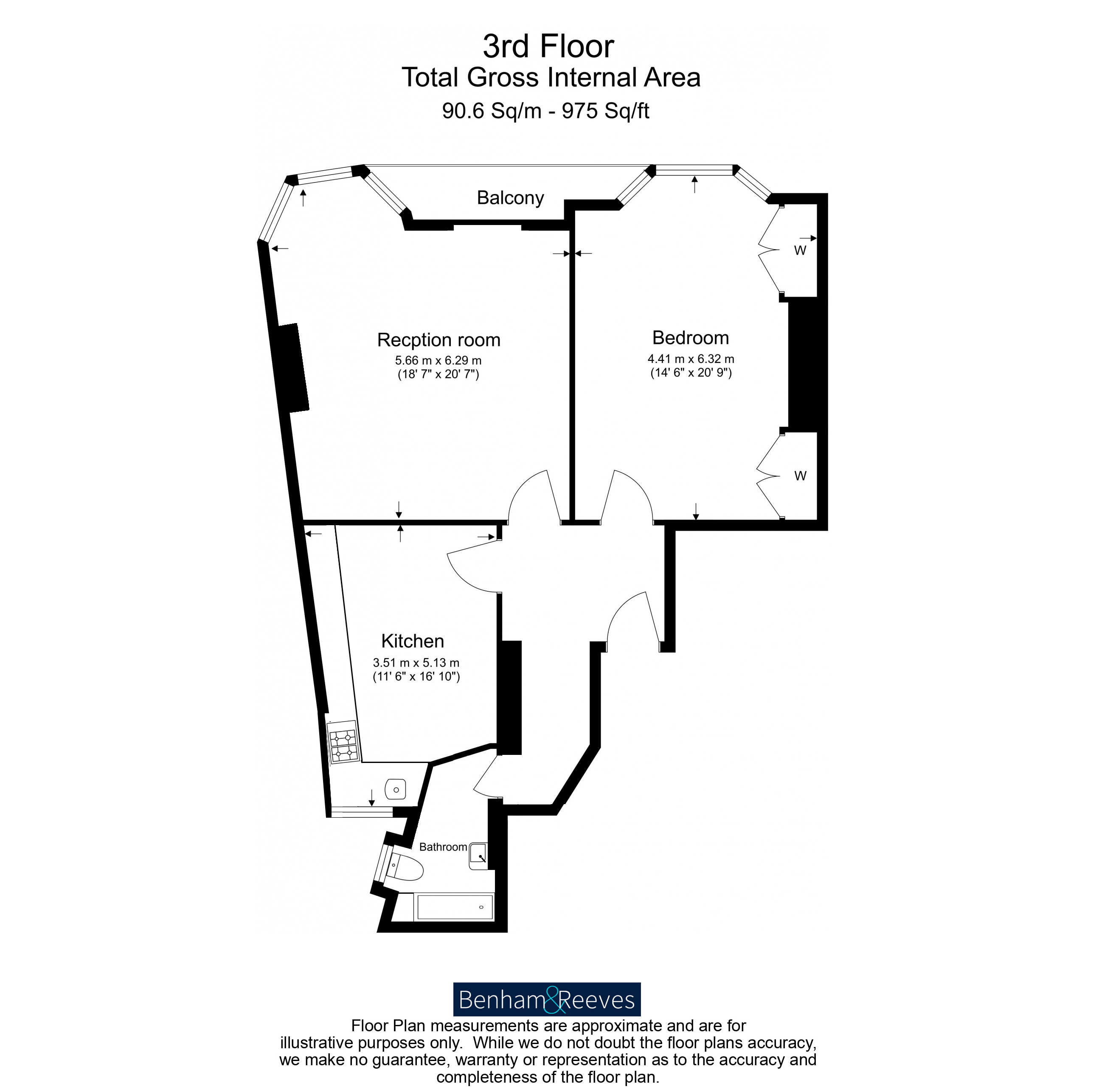 1 bedroom flat to rent in Durward House, Kensington Court, W8-Floorplan