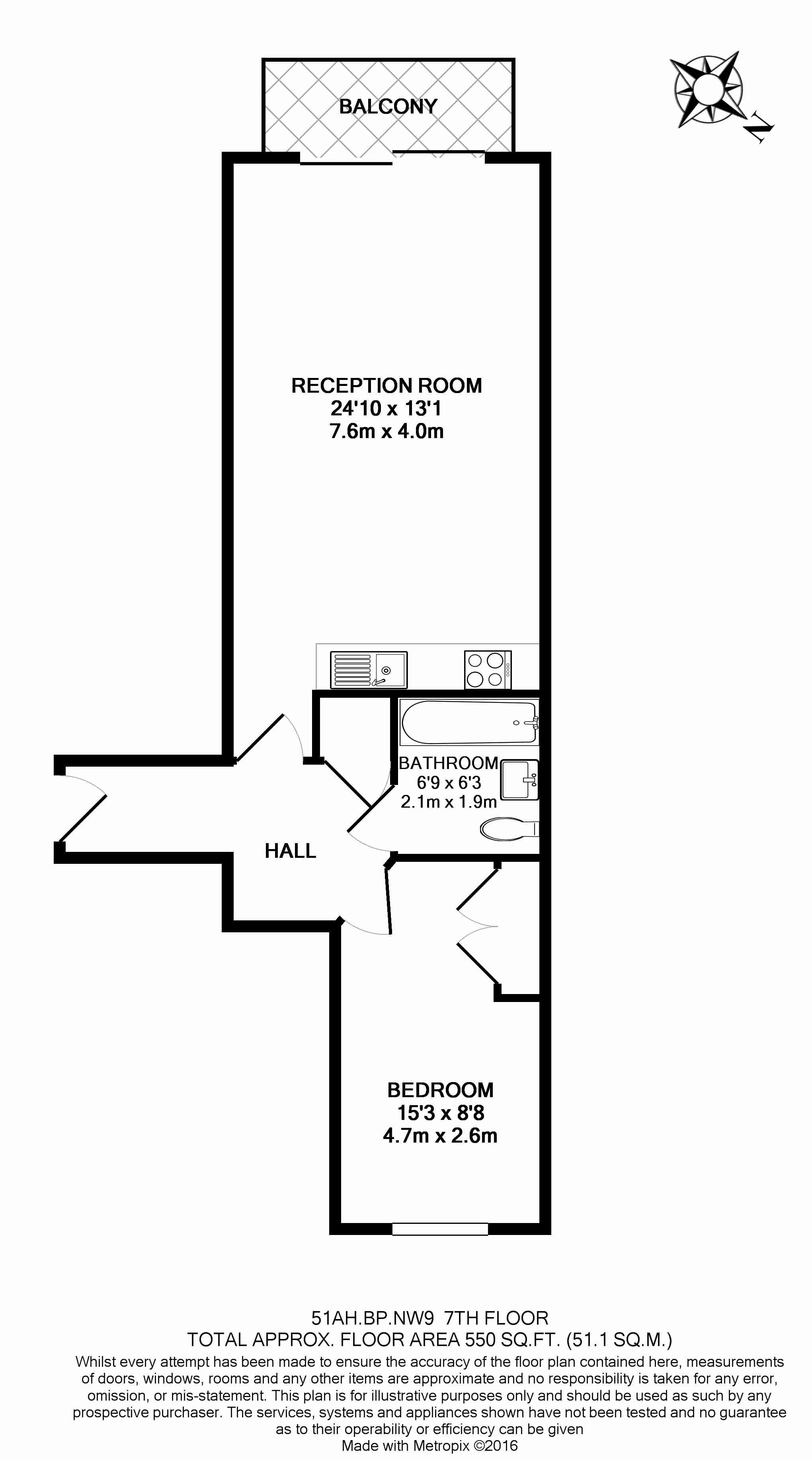 1  bedroom flat to rent in Beaufort Park, Colindale, NW9-Floorplan