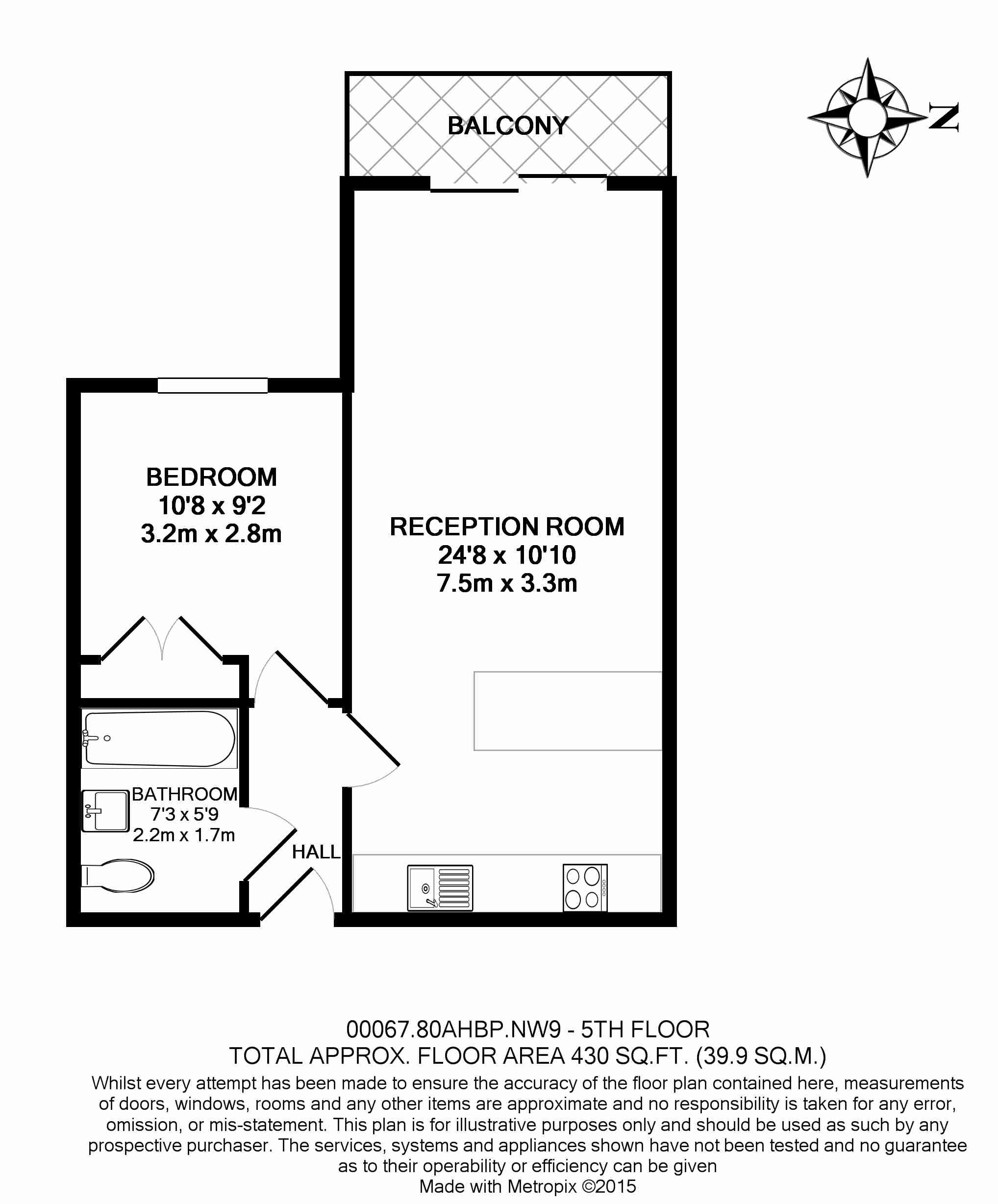 1 bedroom flat to rent in Boulevard Drive, Colindale, NW9-Floorplan