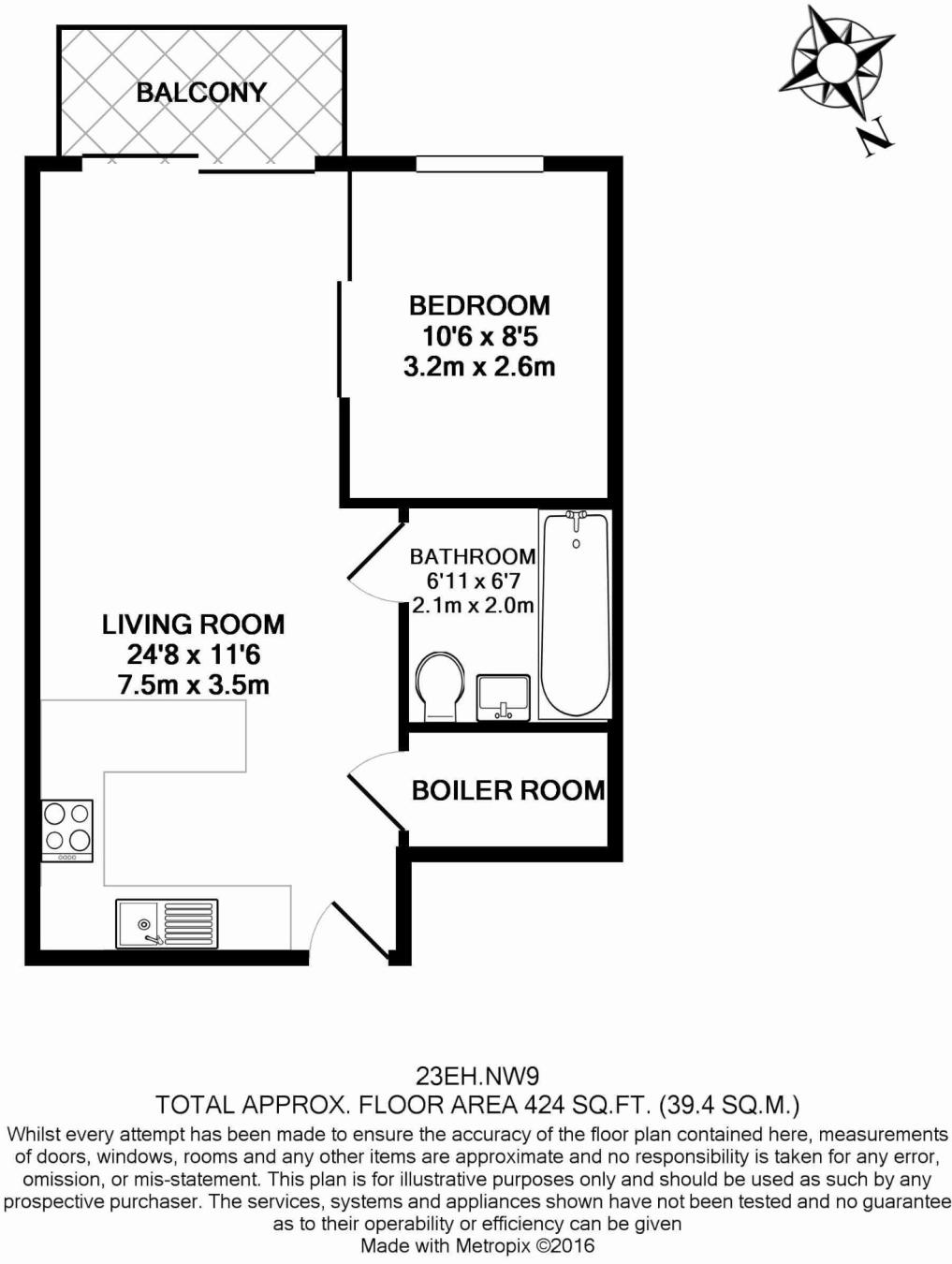 Studio flat to rent in Commander Avenue, Colindale, NW9-Floorplan