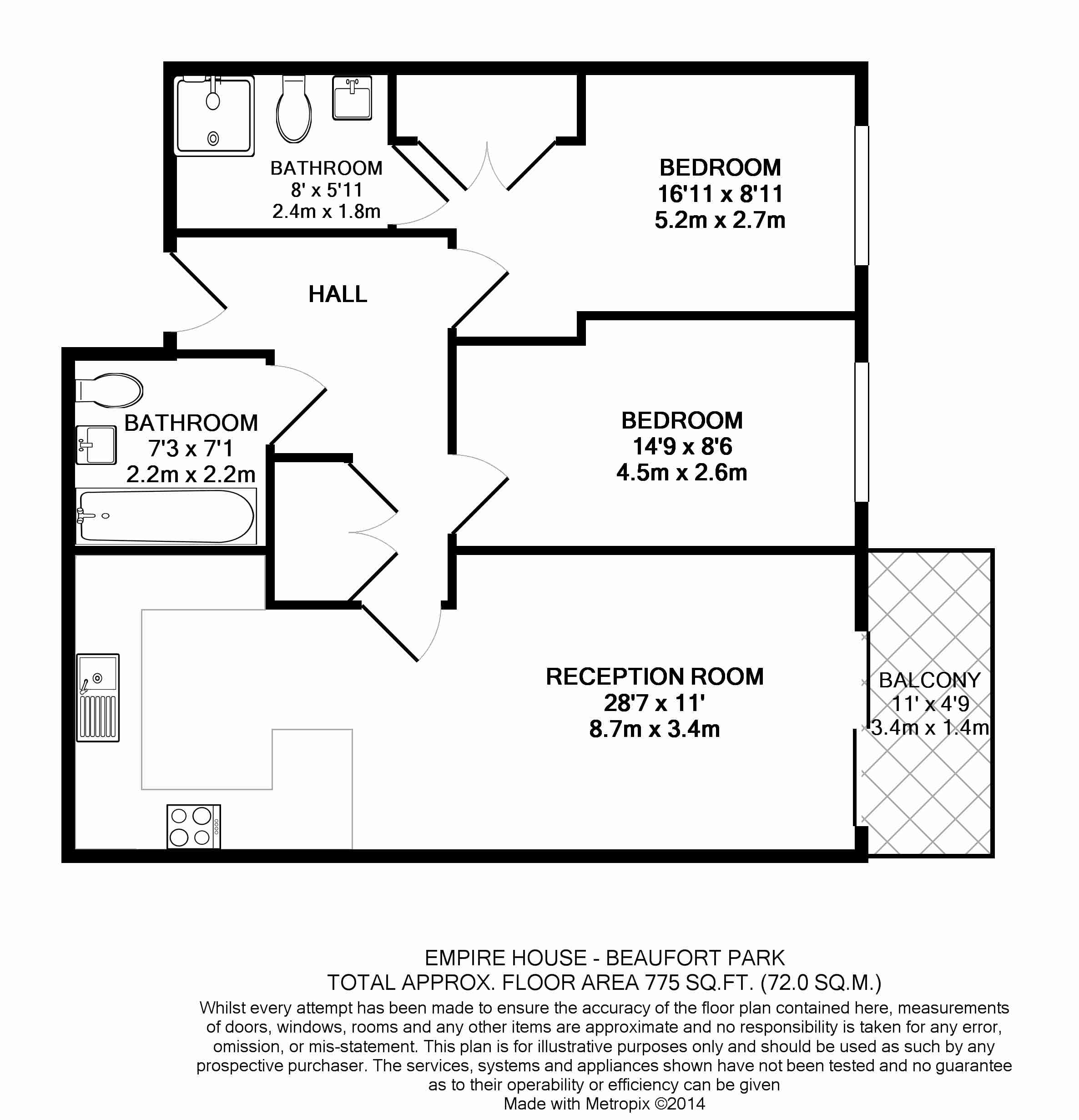 2 bedrooms flat to rent in East Drive, Colindale, NW9-Floorplan