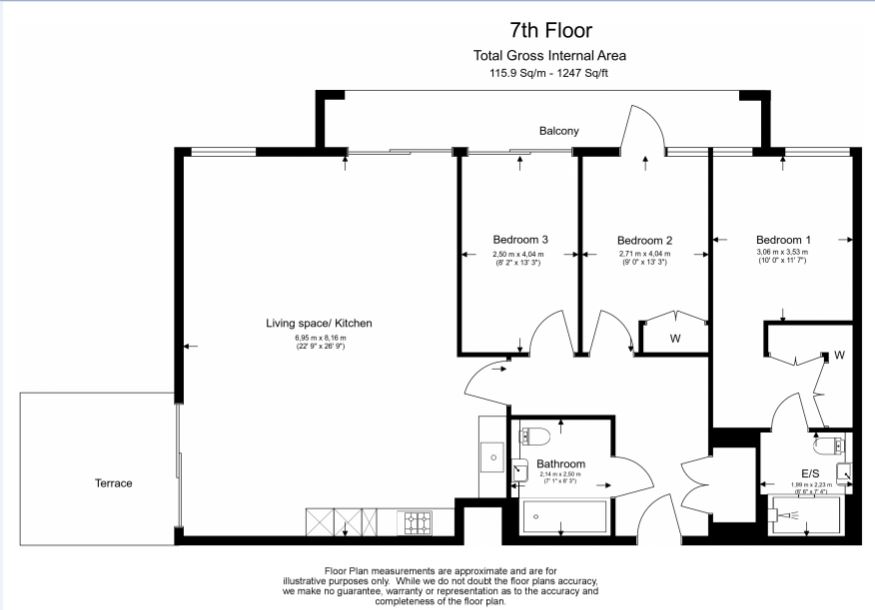 3 bedrooms flat to rent in Boulevard Drive, Colindale, NW9-Floorplan