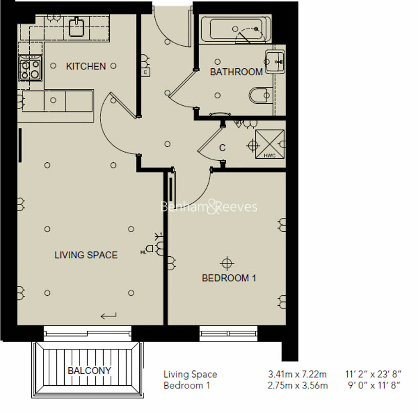 1 bedroom flat to rent in Beaufort Square, Colindale, NW9-Floorplan