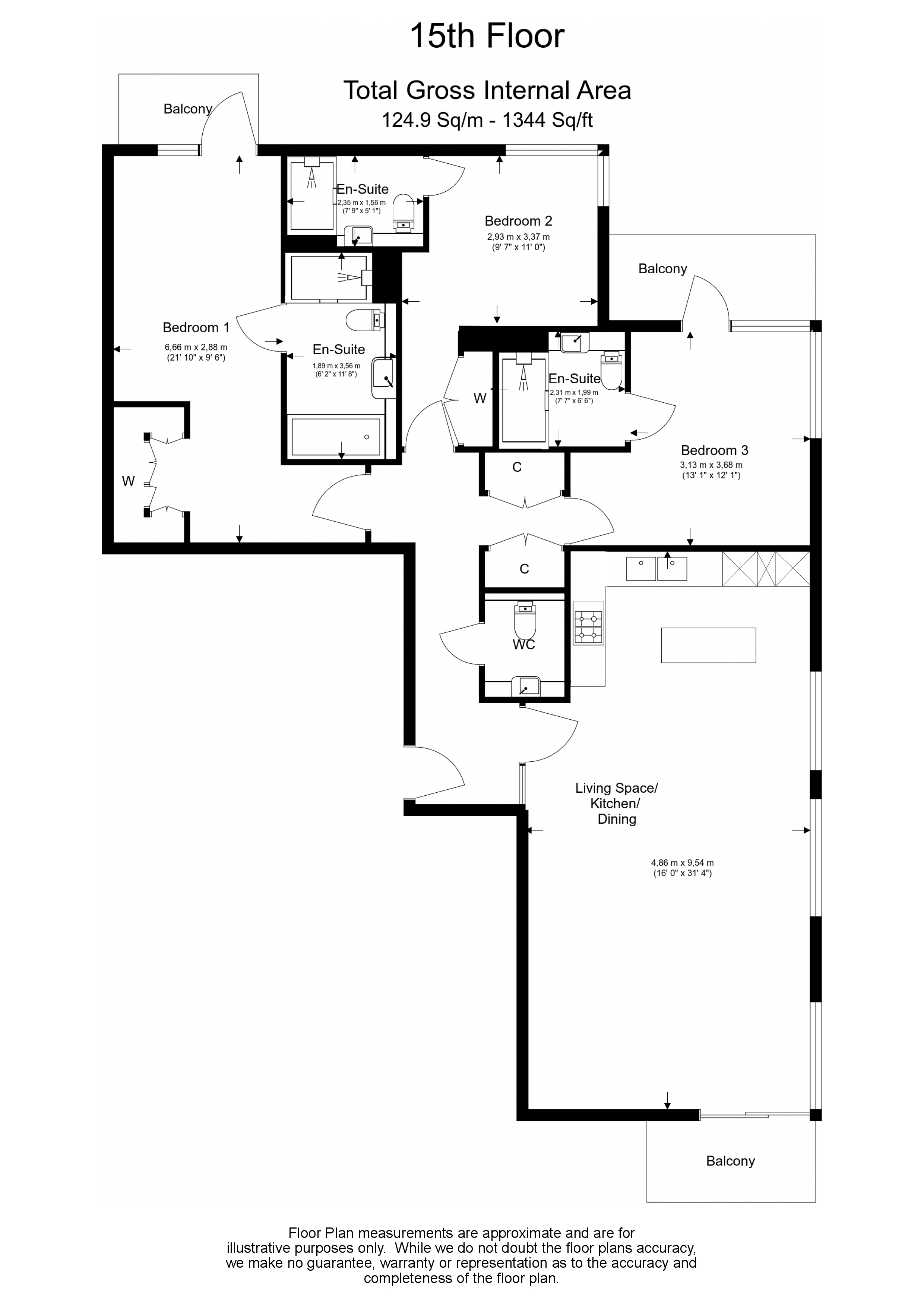 3 bedrooms flat to rent in Beaufort Square, Colindale, NW9-Floorplan