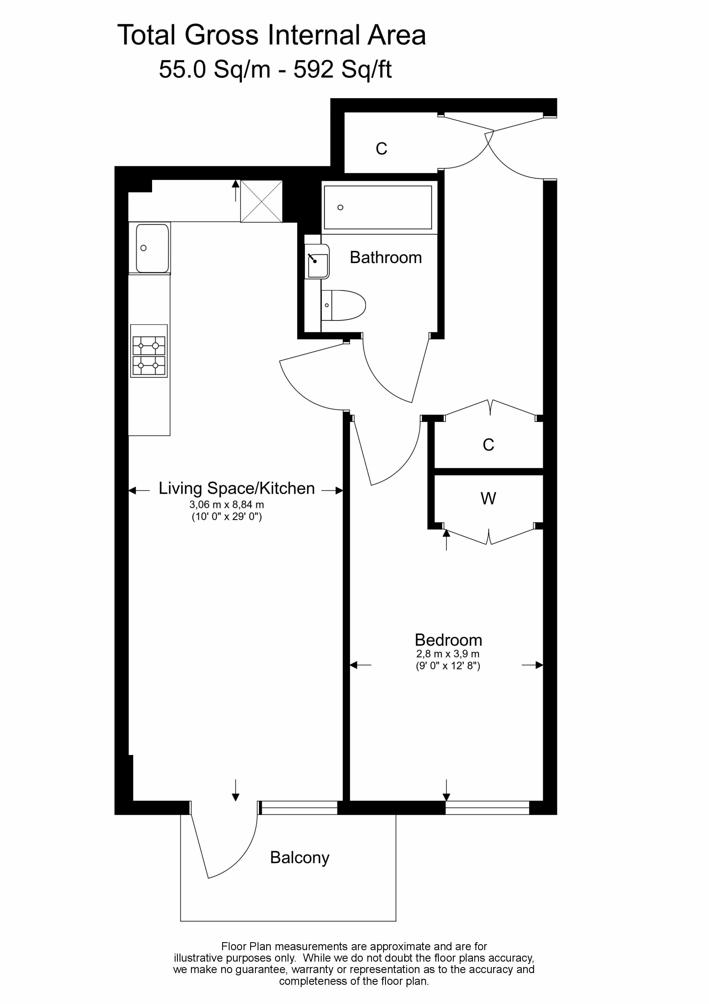 1 bedroom flat to rent in Caversham Road, Colindale, NW9-Floorplan