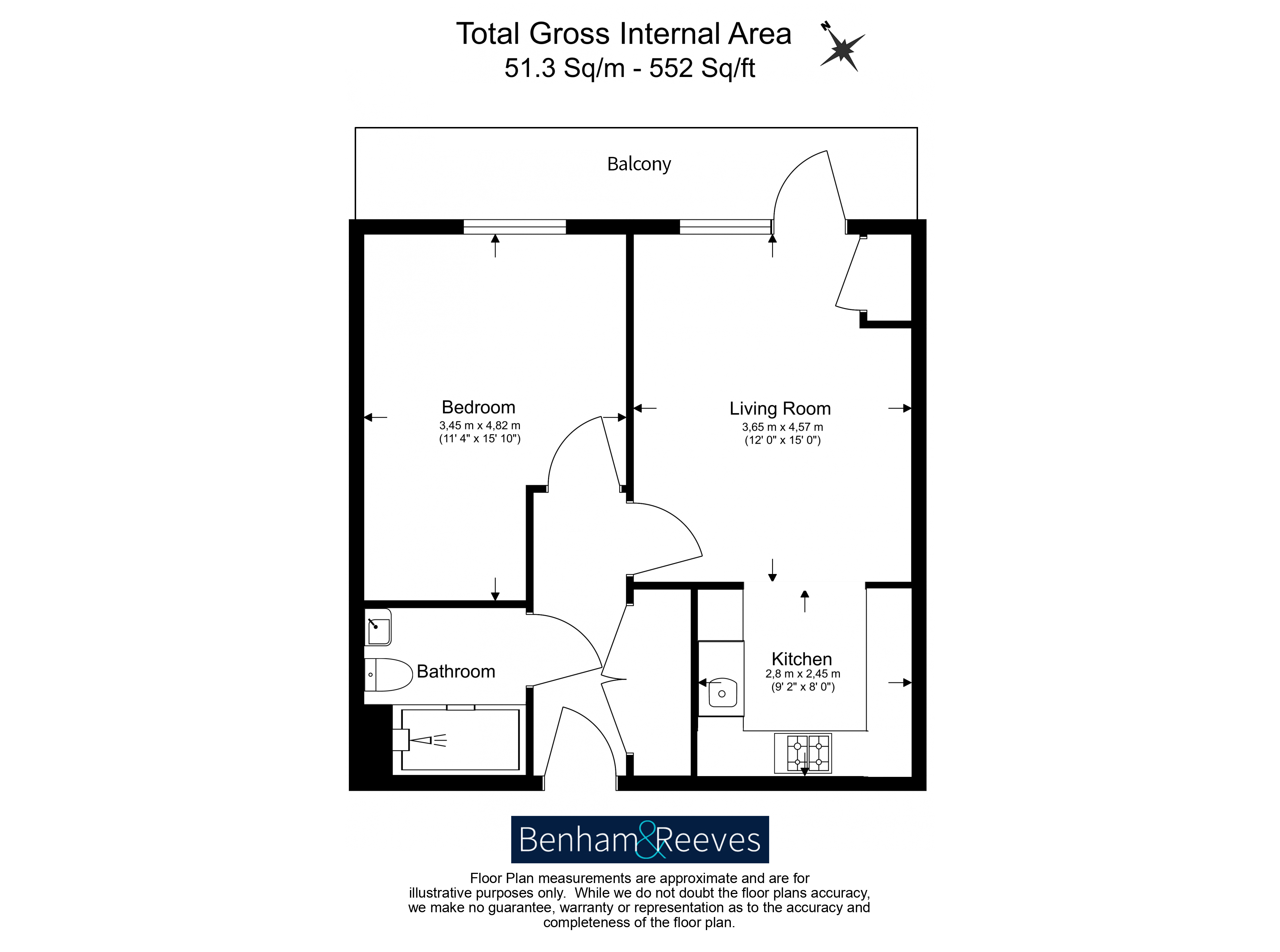 1 bedroom flat to rent in Mar House,The Hyde, NW9-Floorplan