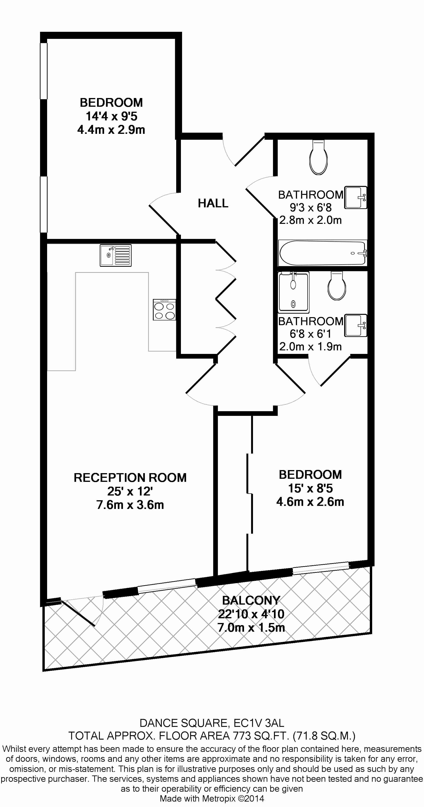 2 bedrooms flat to rent in Dance Square, City, EC1V-Floorplan