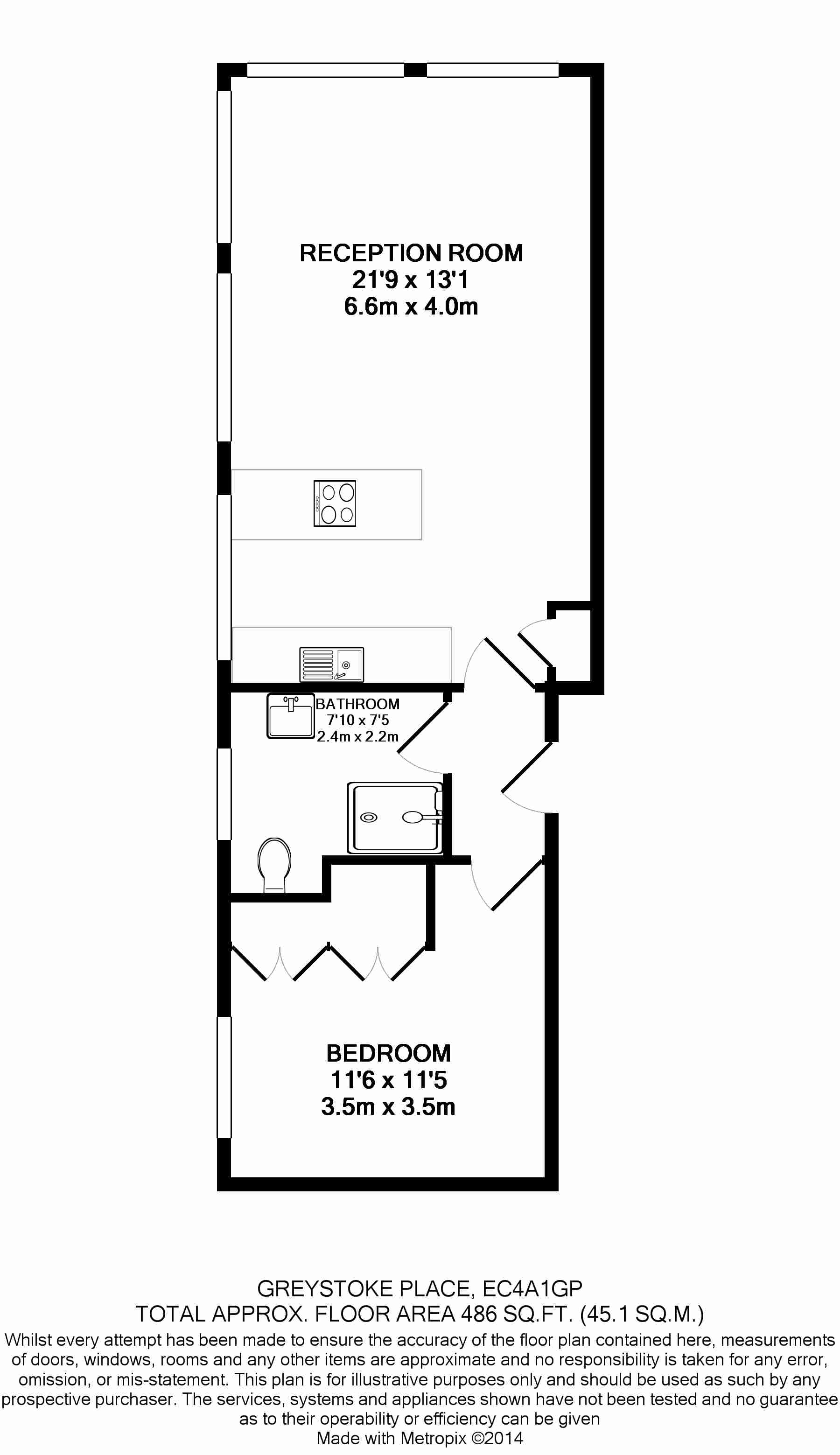 1 bedroom flat to rent in Greystoke Place, City, EC4A-Floorplan