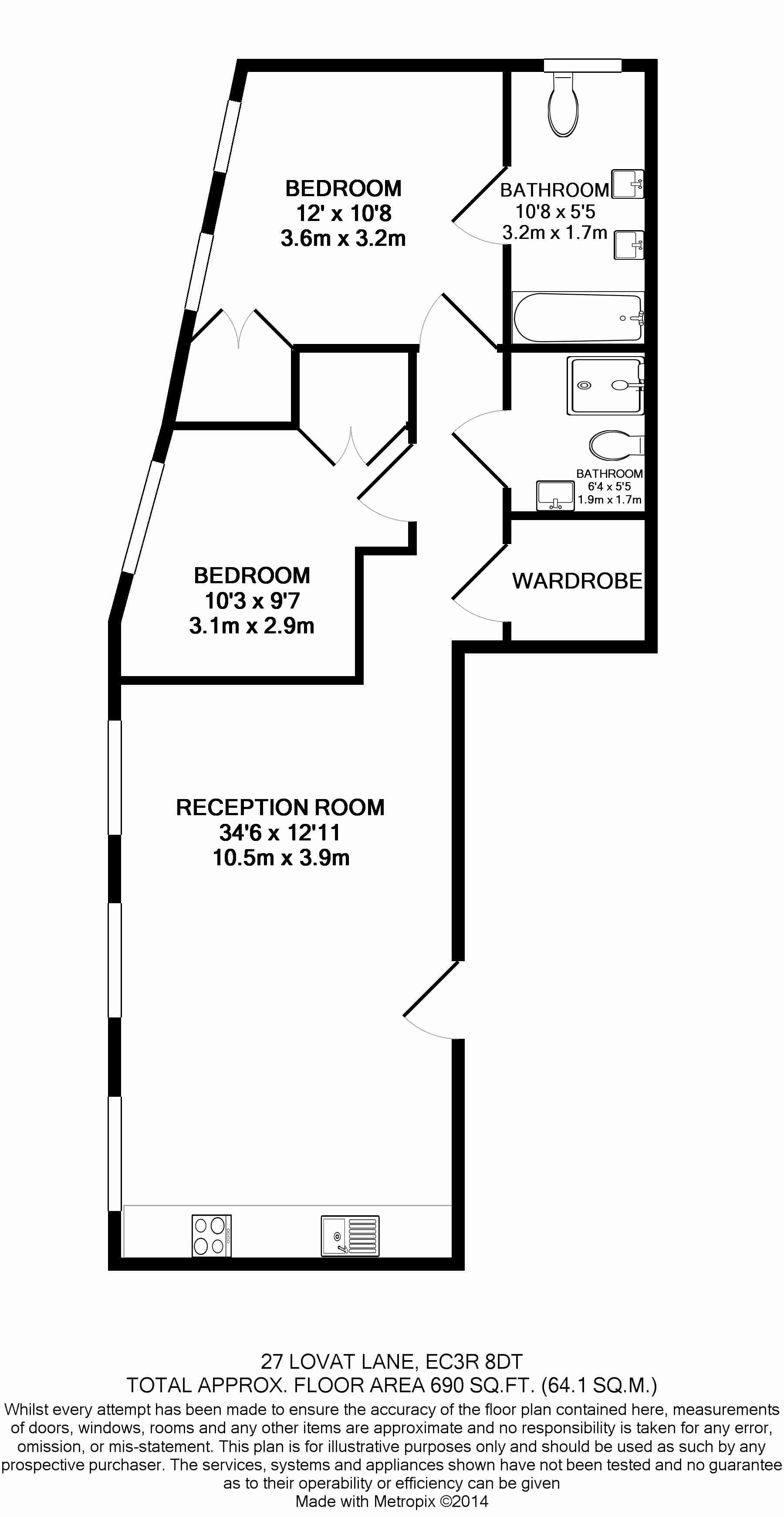 2 bedrooms flat to rent in Lovat Lane, Monument, EC3R-Floorplan