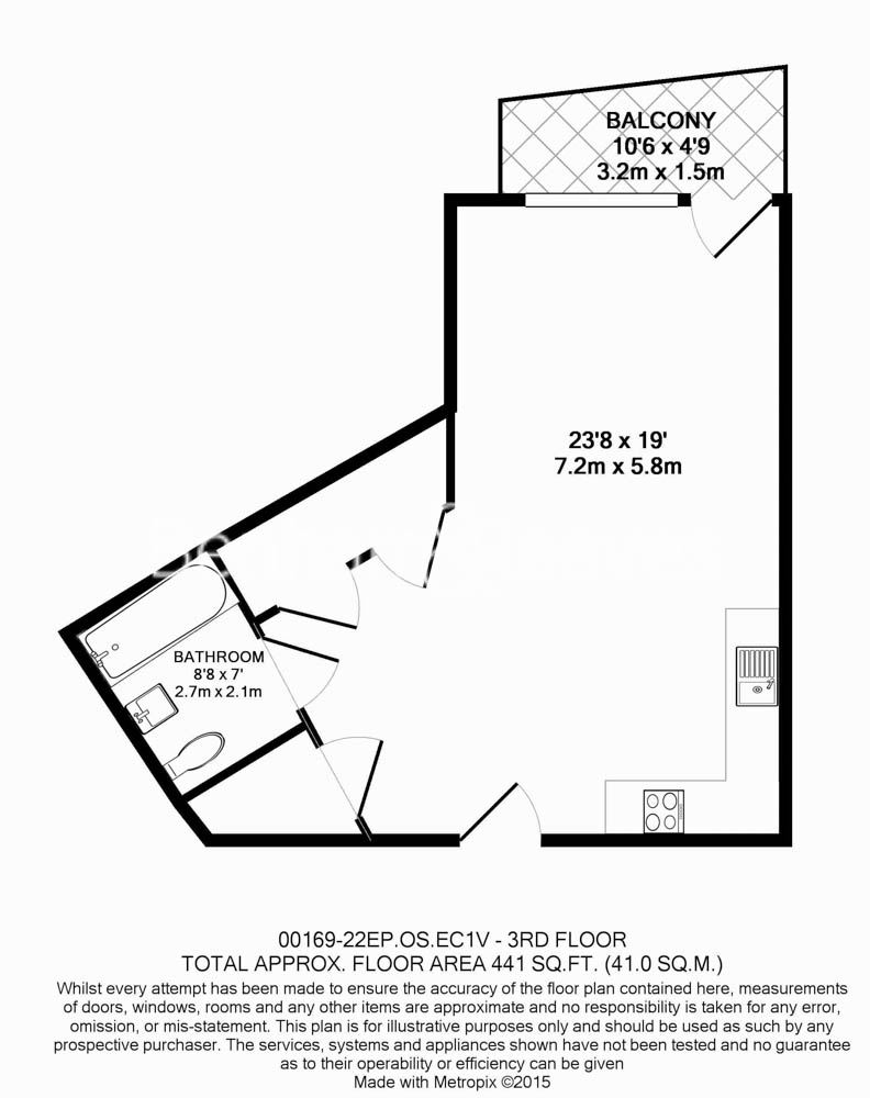 Studio flat to rent in City Road, Old Street, EC1V-Floorplan