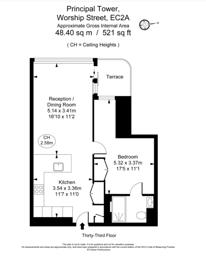 1 bedroom flat to rent in Principal Tower, Worship Street, EC2A-Floorplan