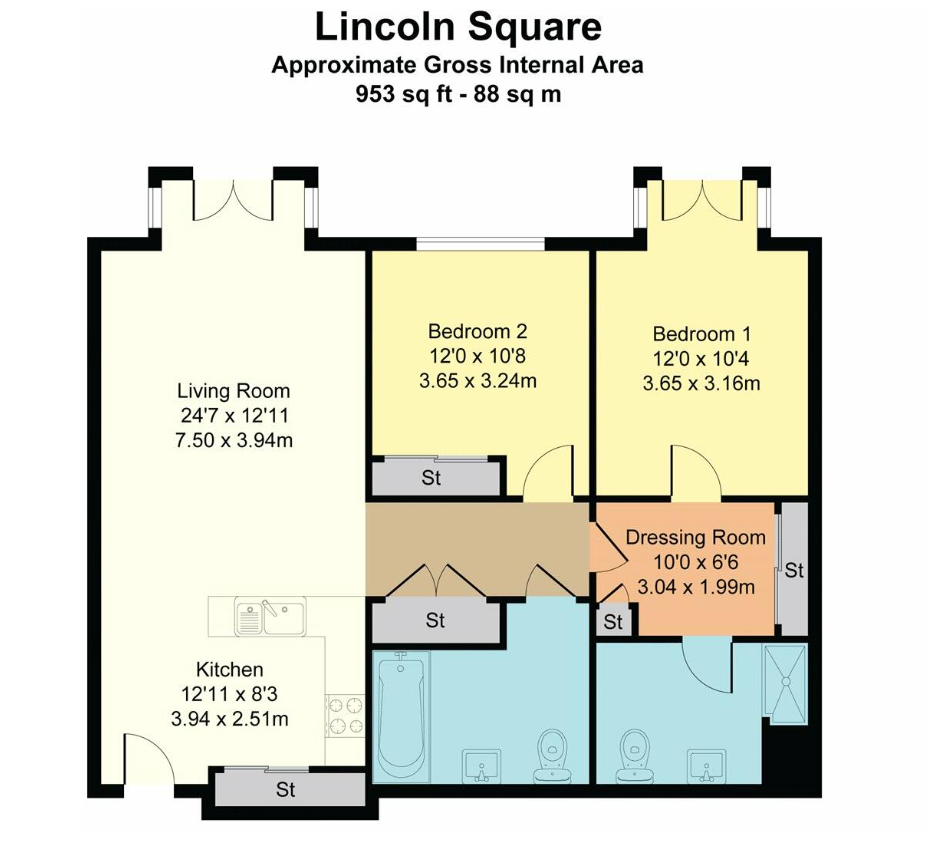 2 bedrooms flat to rent in Lincoln Square, Portugal Street, WC2A-Floorplan