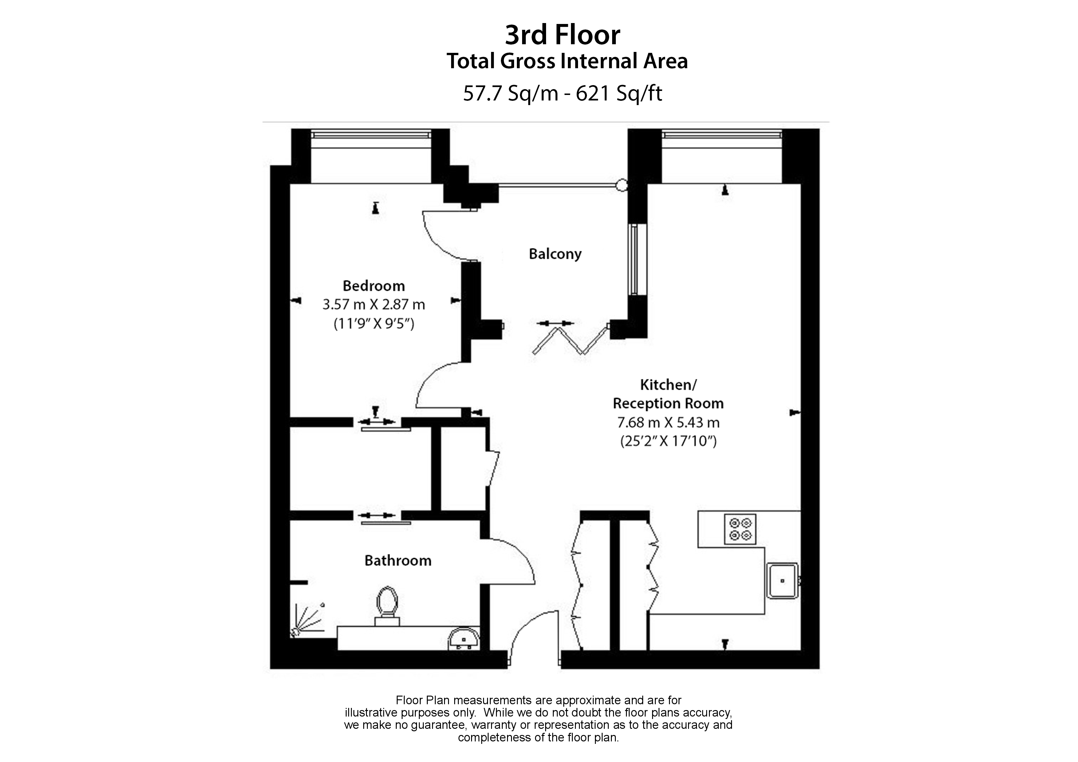 1 bedroom flat to rent in Landmark Place, Water Lane, EC3R-Floorplan