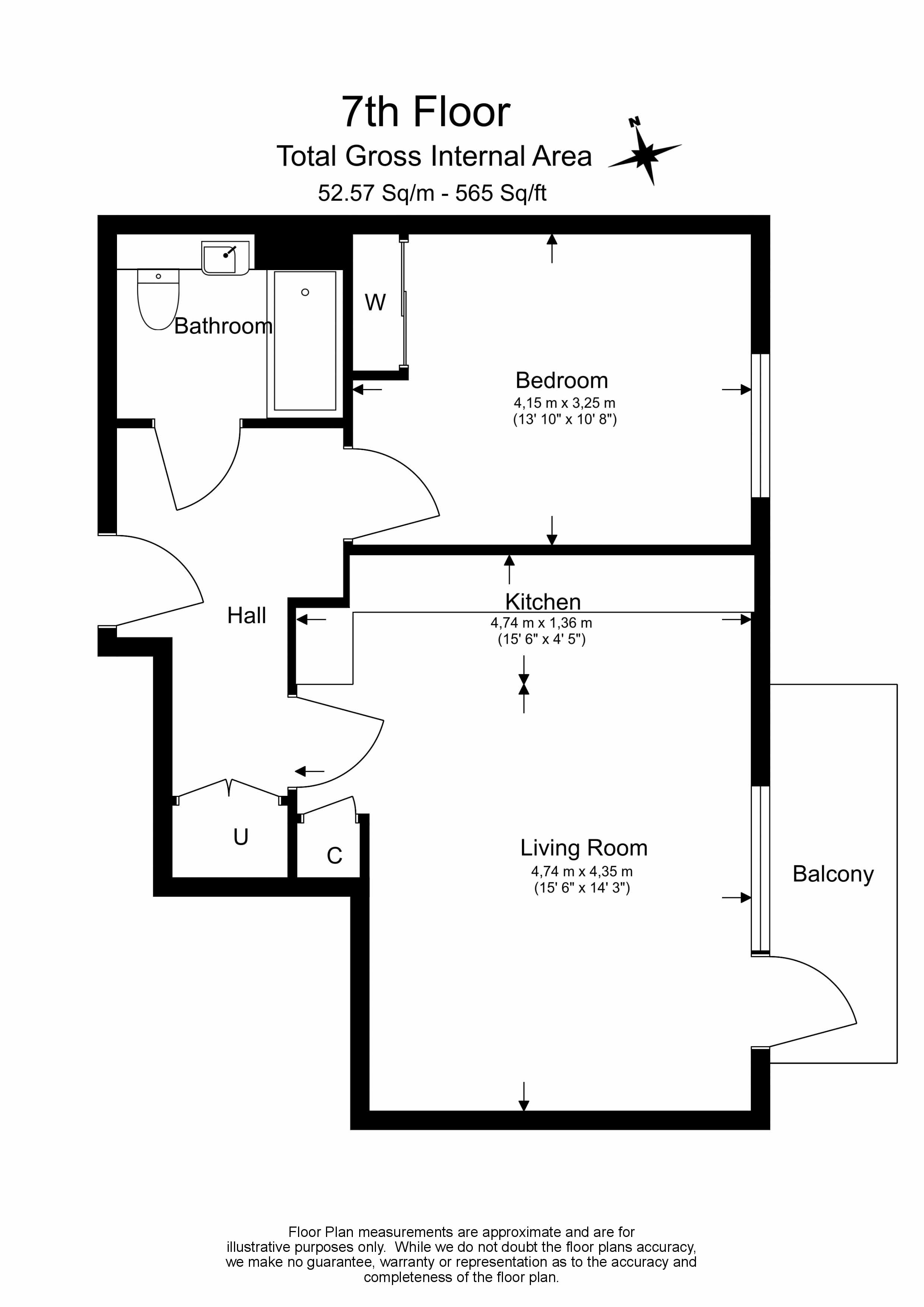 1 bedroom flat to rent in Cedrus Avenue, Southall, UB1-Floorplan