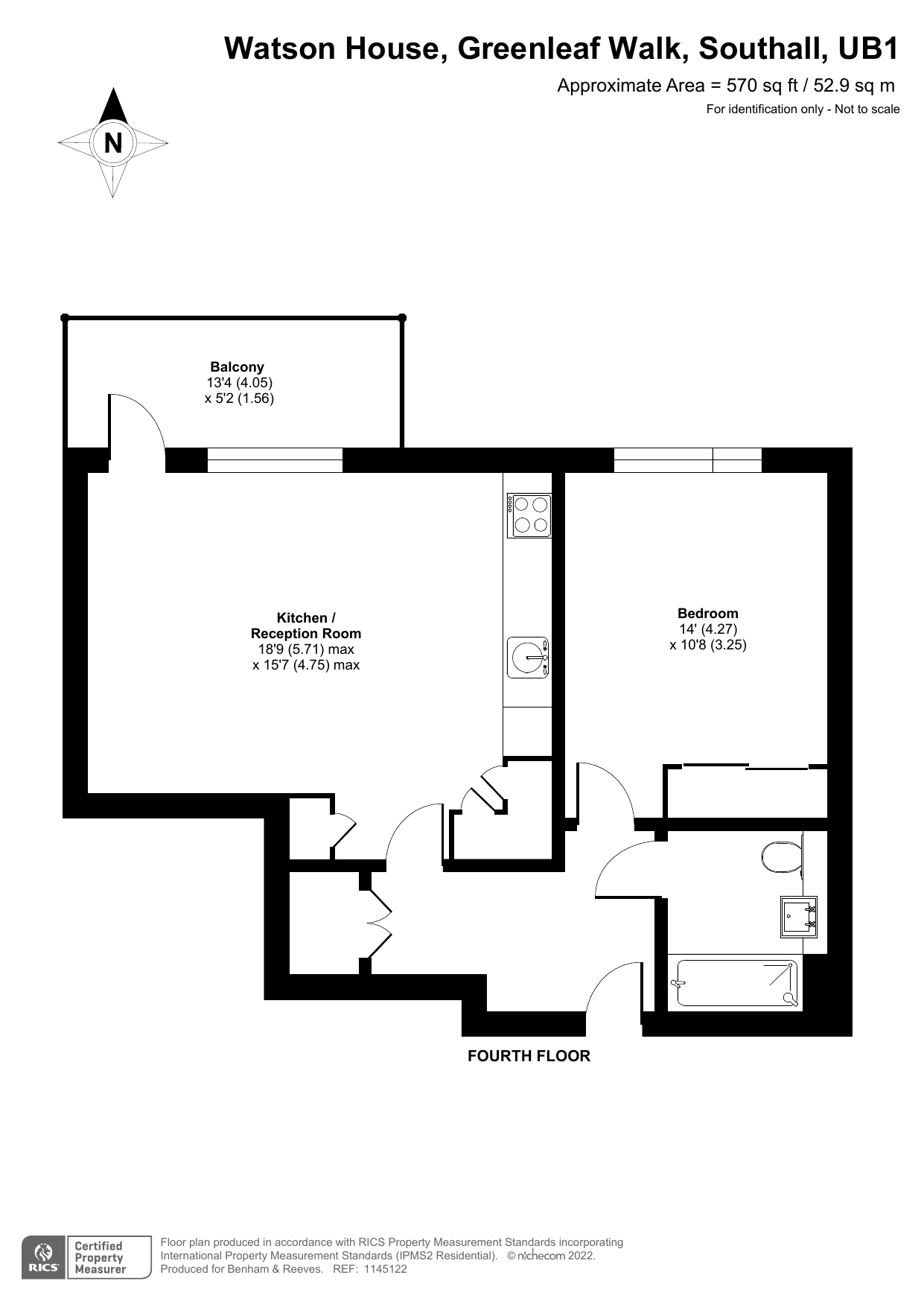 1 bedroom flat to rent in Greenleaf Walk, Southall, UB1-Floorplan