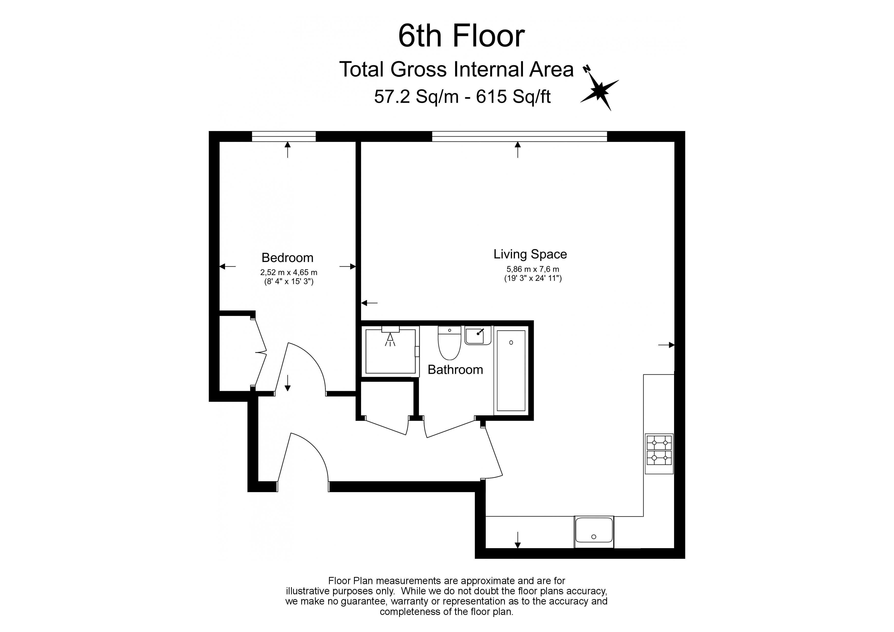 1 bedroom flat to rent in College Road, Harrow, HA1-Floorplan