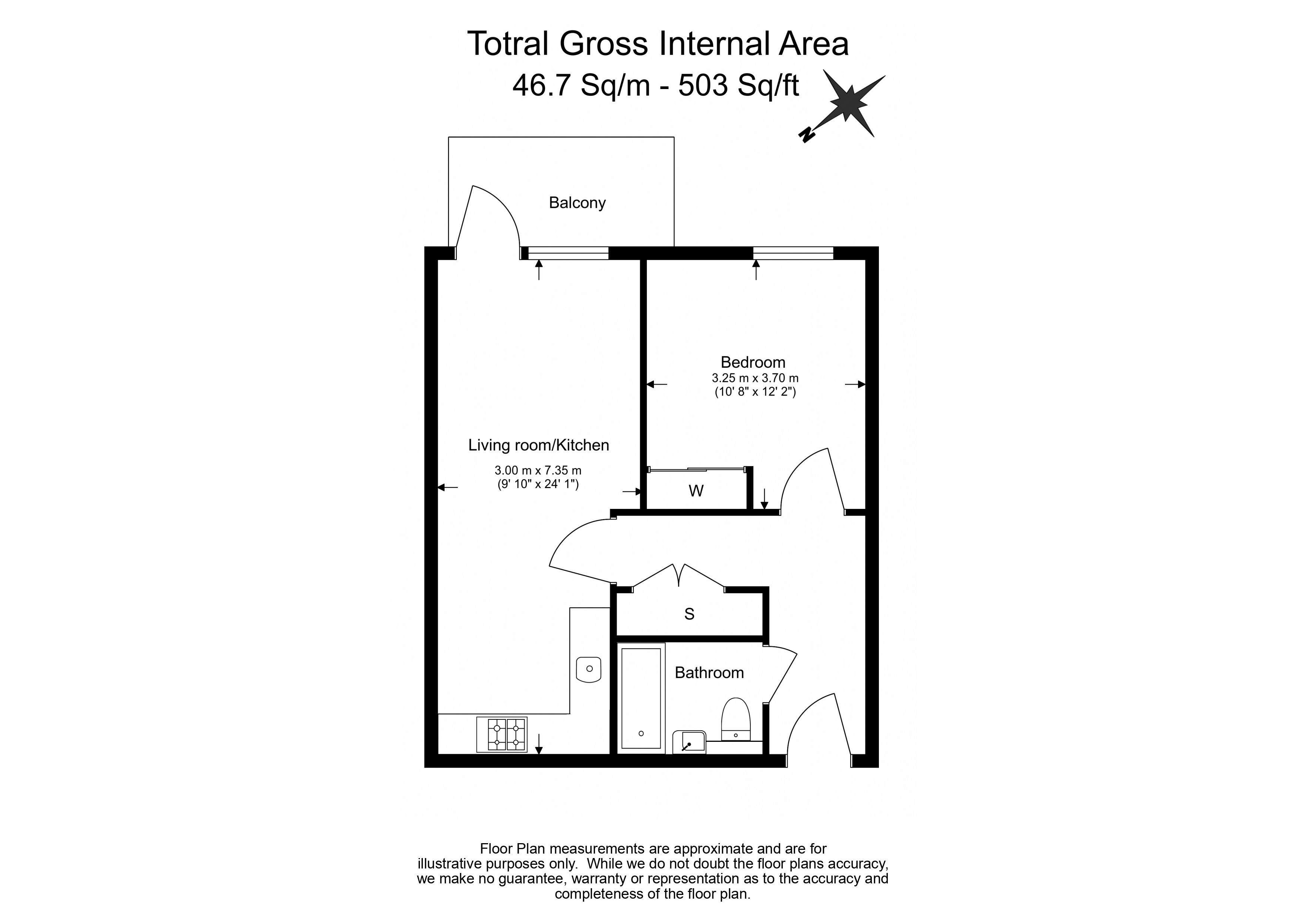 1  bedroom flat to rent in North End Road, Wembley, HA9-Floorplan