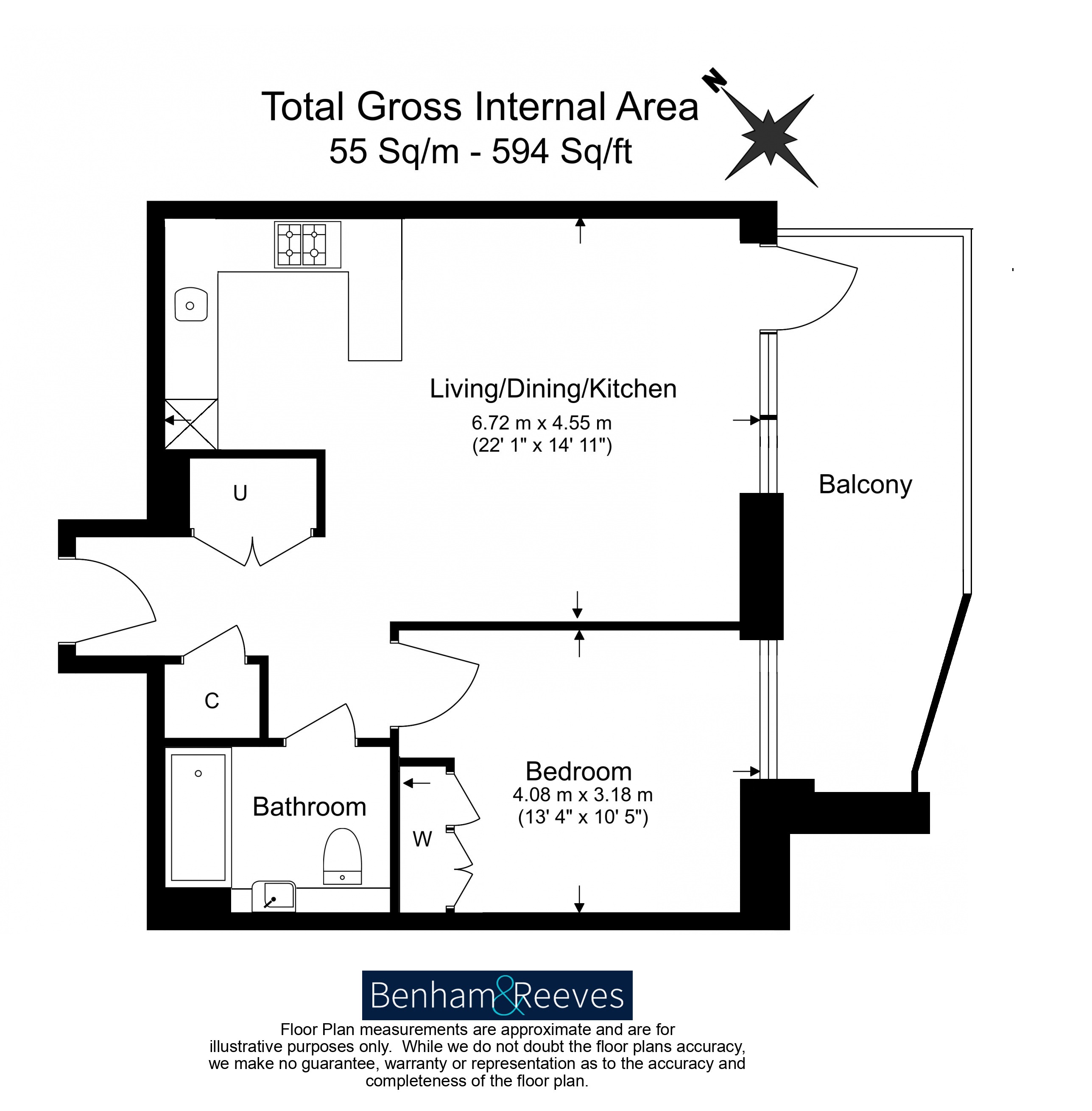 1 bedroom flat to rent in Quay Walk, Grand Union, HA0-Floorplan