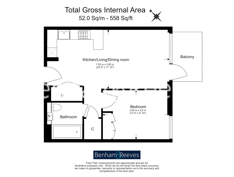 1 bedroom flat to rent in Quay Walk, Grand Union, Wembley, HA0-Floorplan