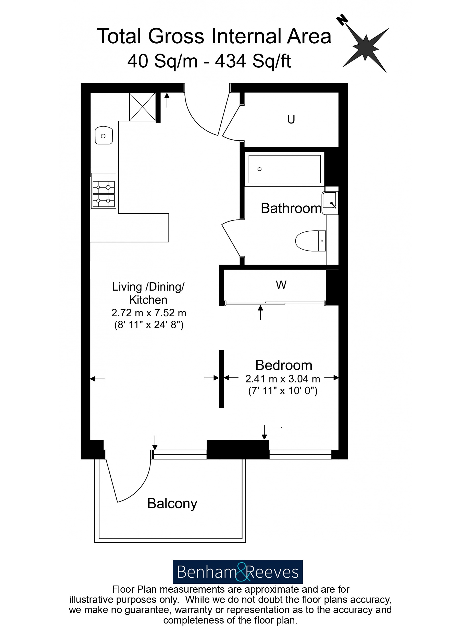 Studio flat to rent in Quay Walk, Grand Union, HA0-Floorplan