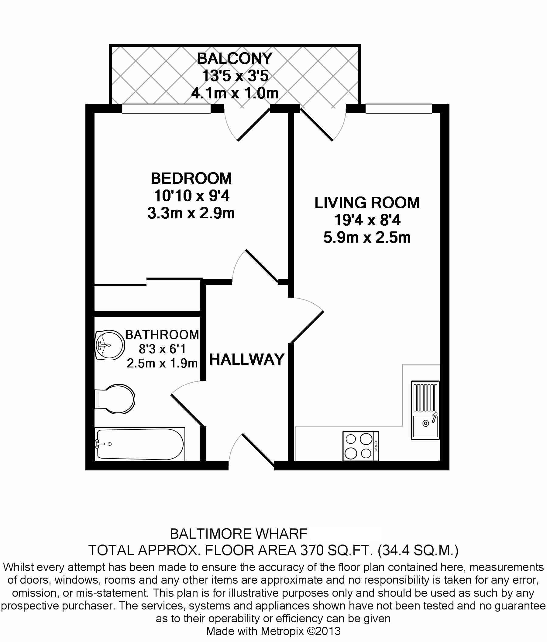 1 bedroom flat to rent in Baltimore Wharf, Oakland Quay, E14-Floorplan