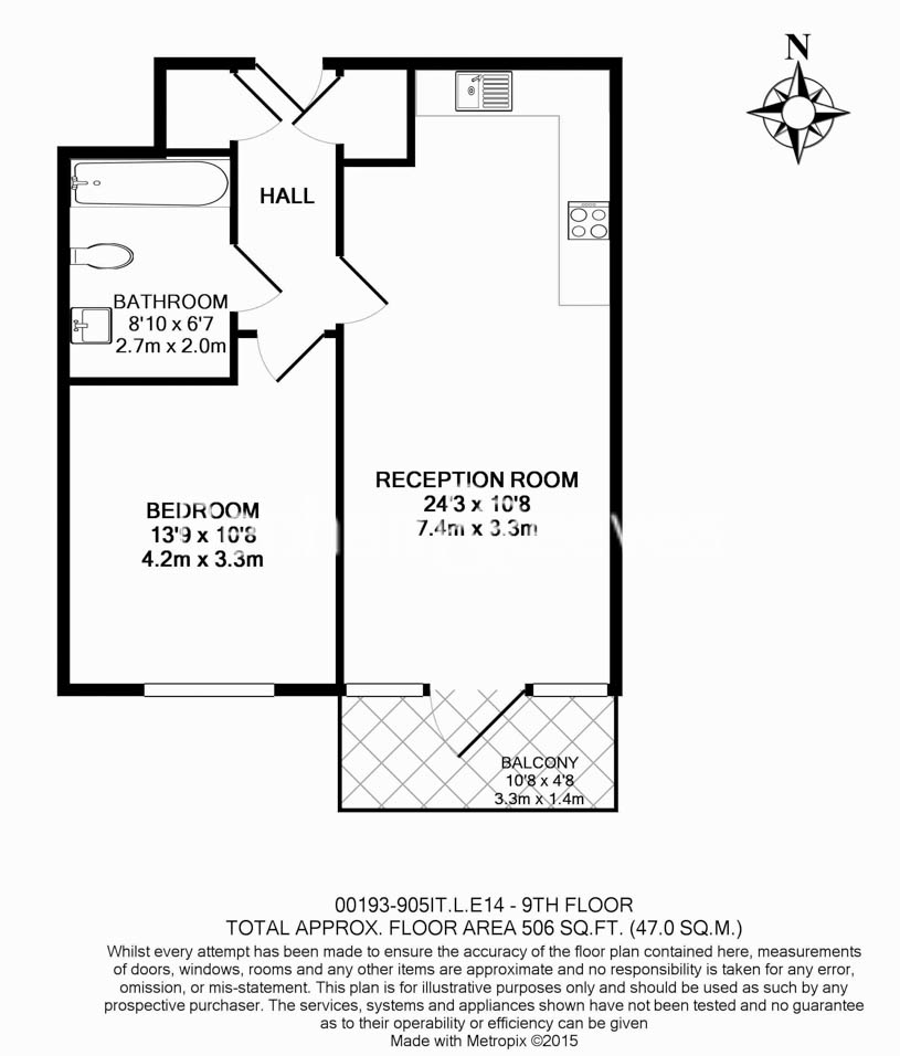 1  bedroom flat to rent in Ross Way, Langdon Park, E14-Floorplan