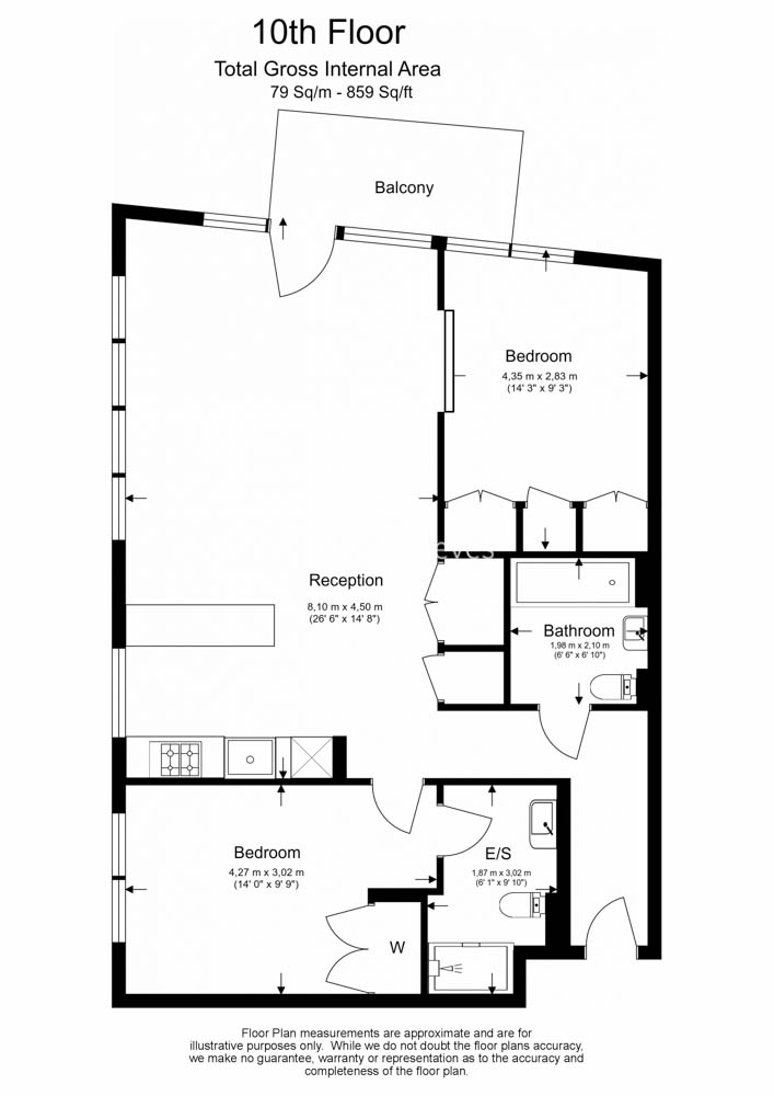 2 bedrooms flat to rent in Lyell Street, Canary Wharf, E14-Floorplan