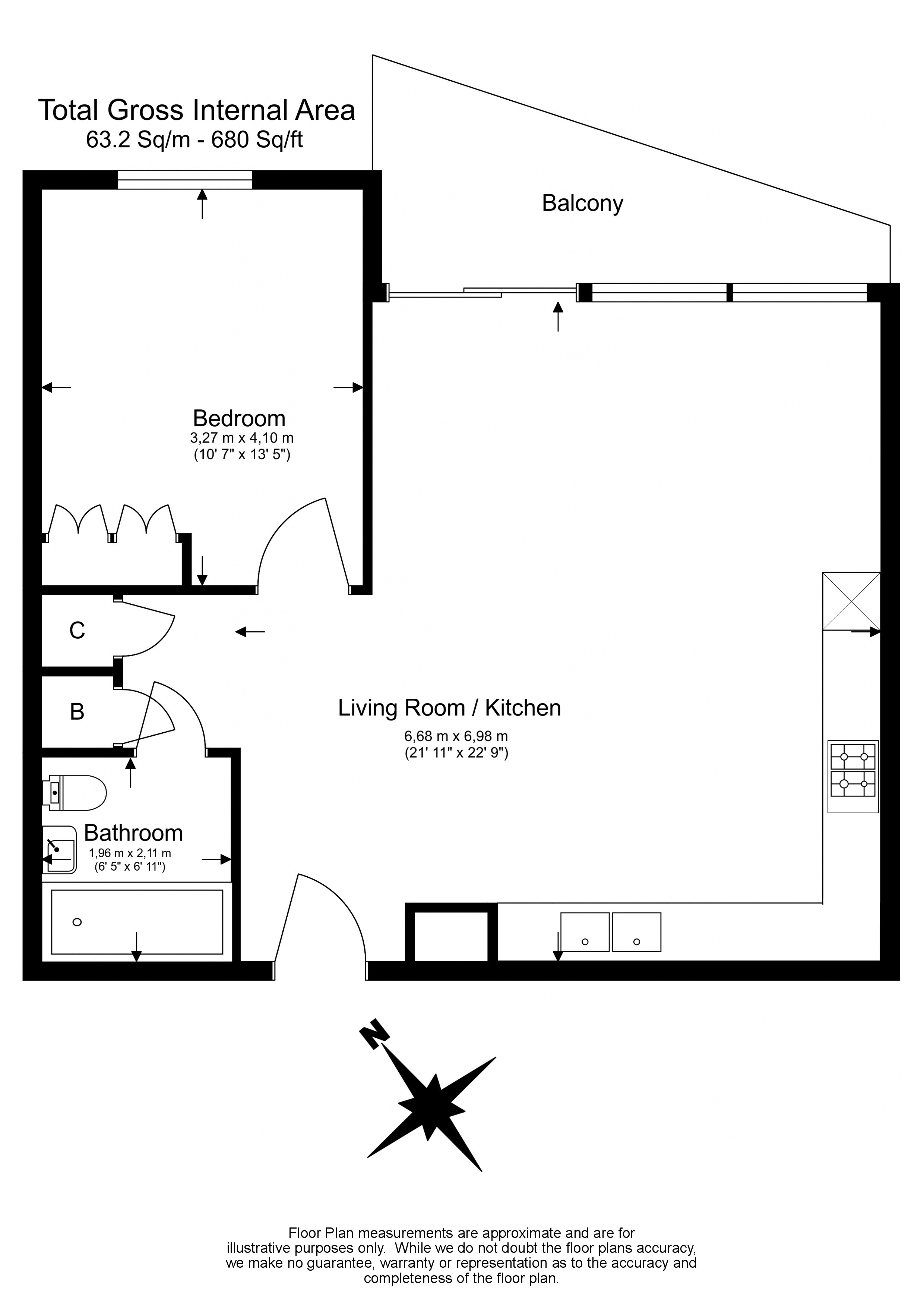 1 bedroom flat to rent in Royal Crest Avenue, Canary Wharf, E16-Floorplan