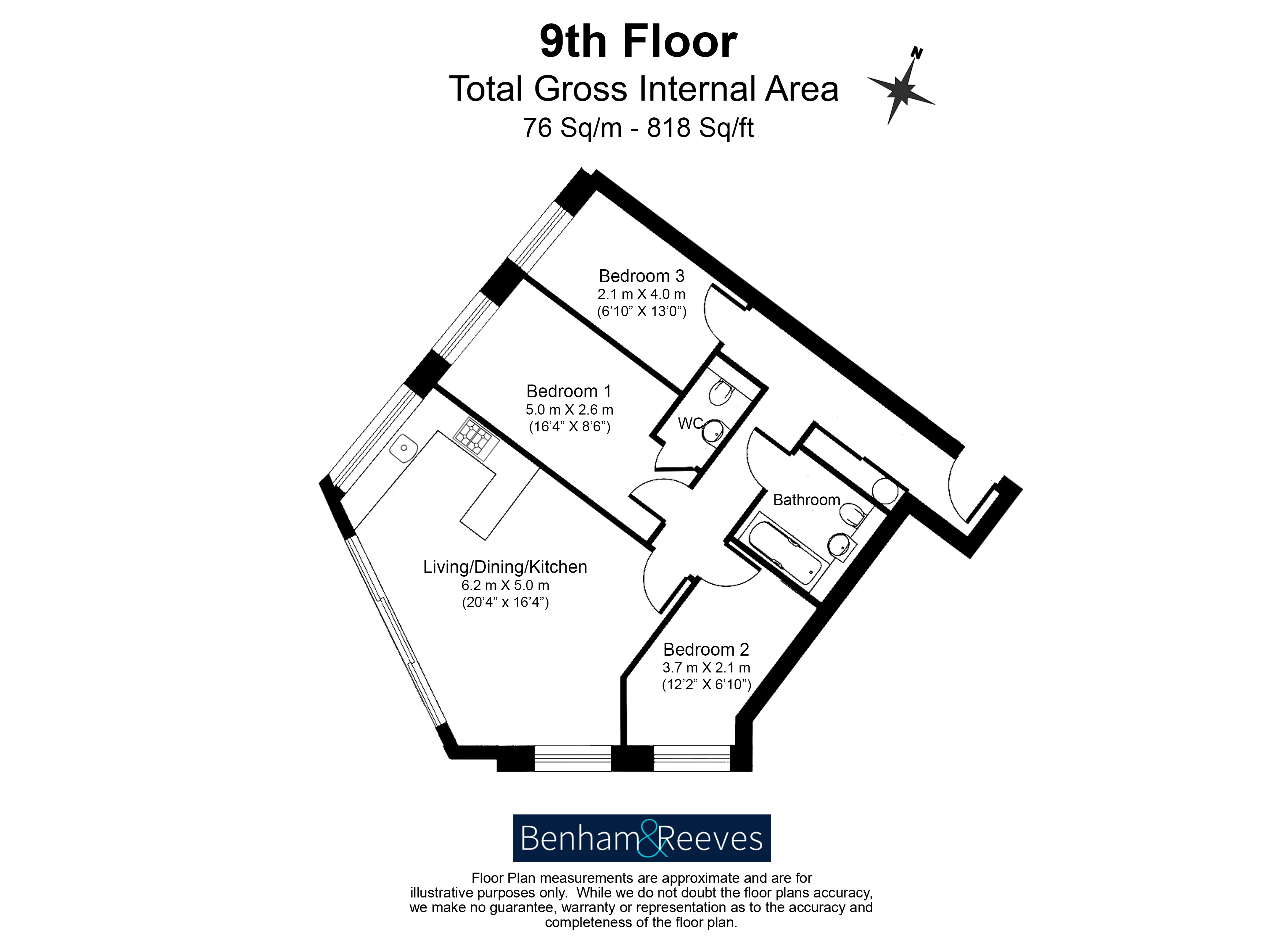 3 bedrooms flat to rent in High Street, Stratford, E15-Floorplan