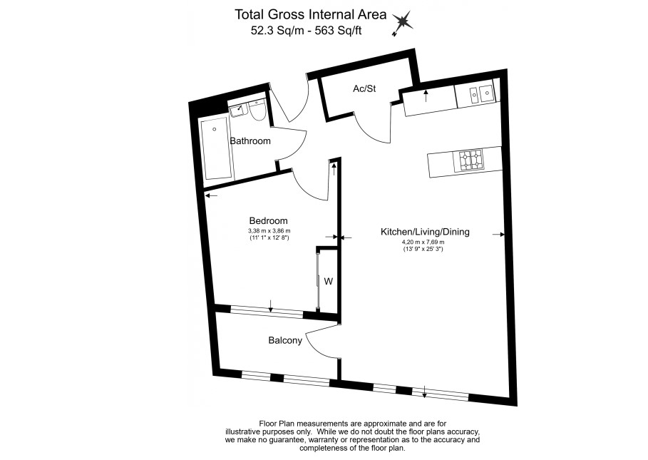 1  bedroom flat to rent in Williamsburg Plaza, Canary Wharf, E14-Floorplan