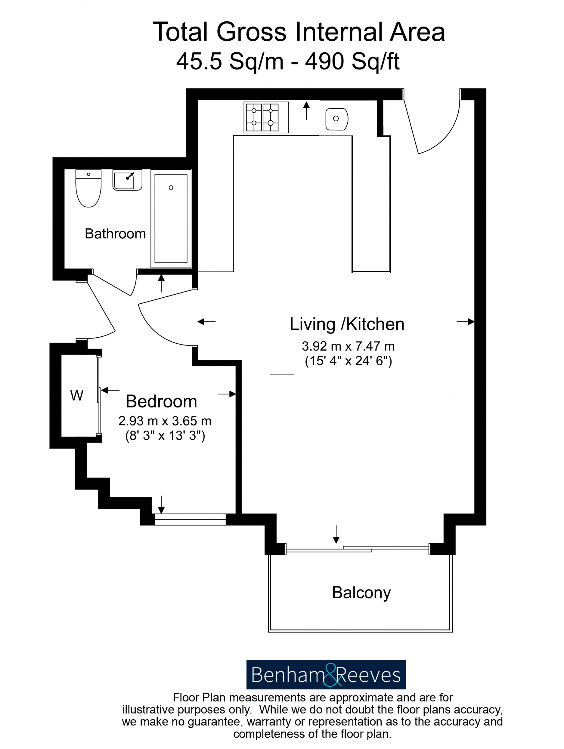 1  bedroom flat to rent in Gillender Street, Canary Wharf, E3-Floorplan