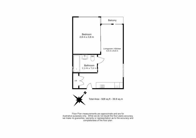 Studio flat to rent in Thurstan Street, Fulham, SW6-Floorplan