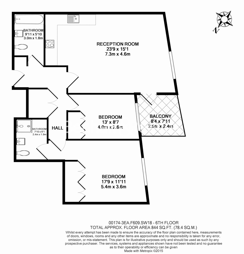 2 bedrooms flat to rent in Eastfields Avenue, Wandsworth, SW18-Floorplan