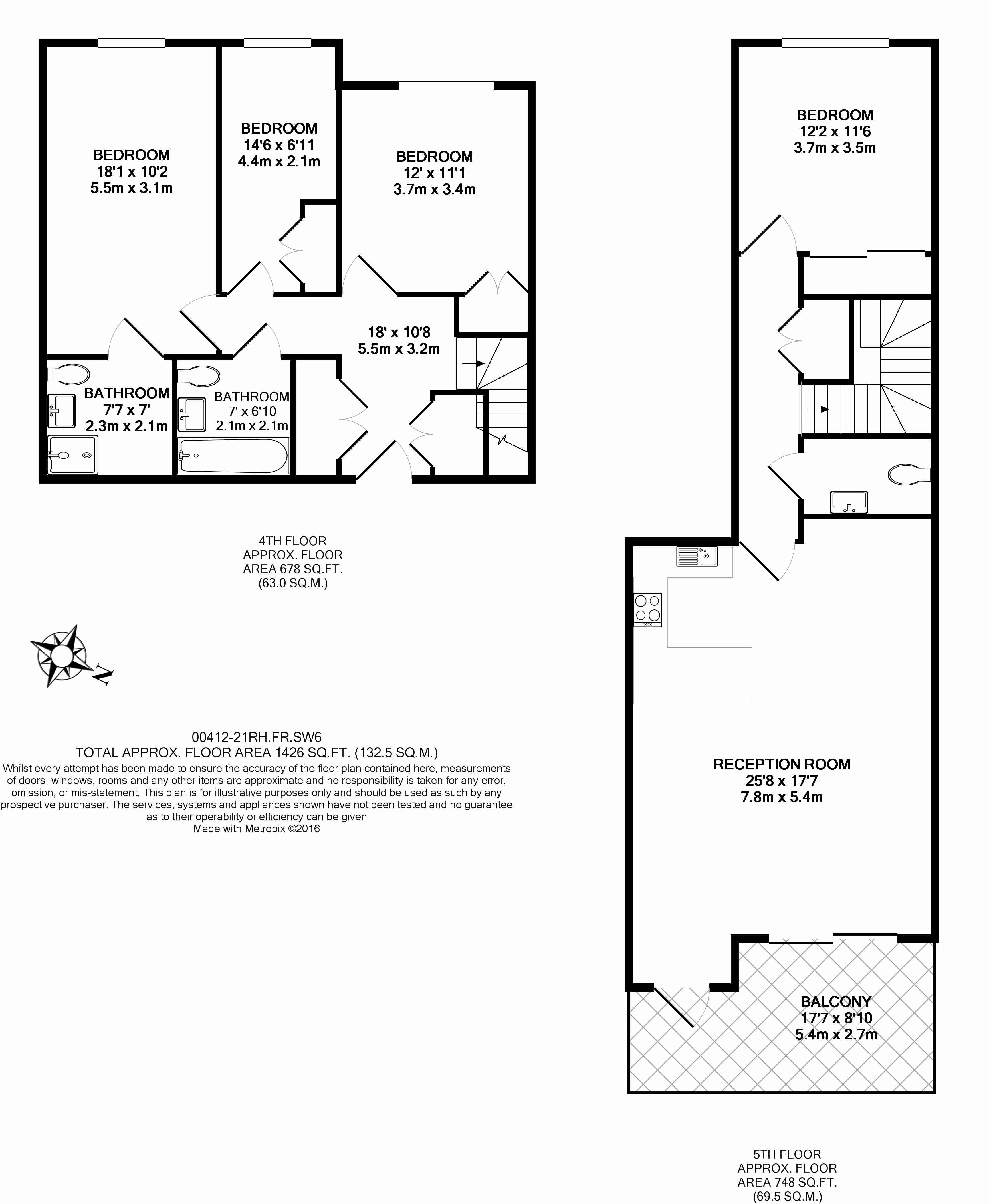 4 bedrooms flat to rent in Central Avenue, Fulham, SW6-Floorplan