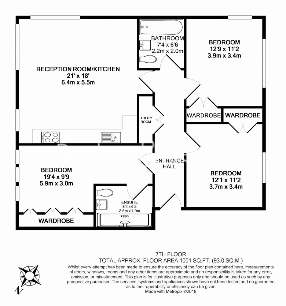 3 bedrooms flat to rent in Cummings House, Wandsworth, SW18-Floorplan