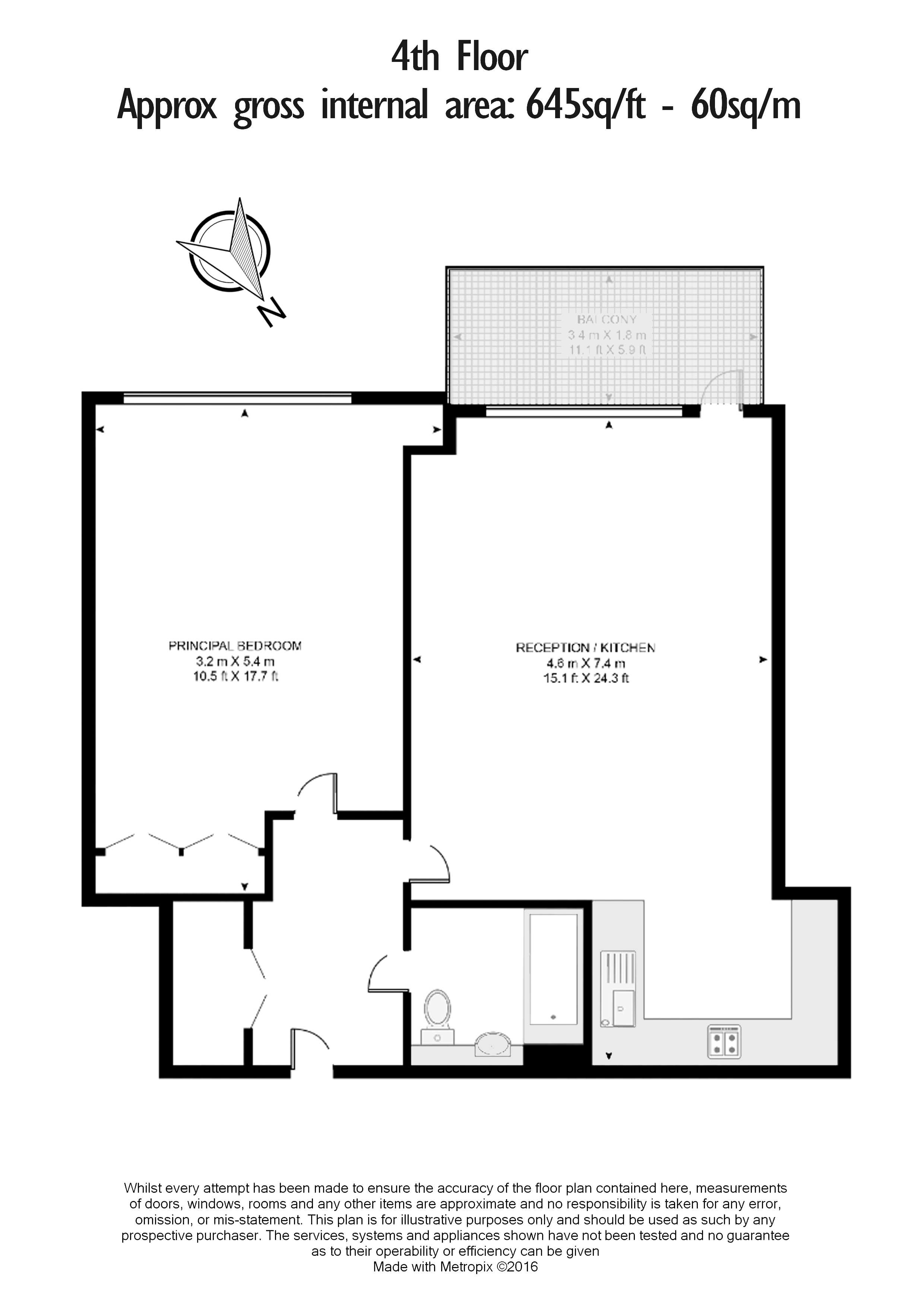 1 bedroom flat to rent in Gowing House, Wandsworth, SW18-Floorplan