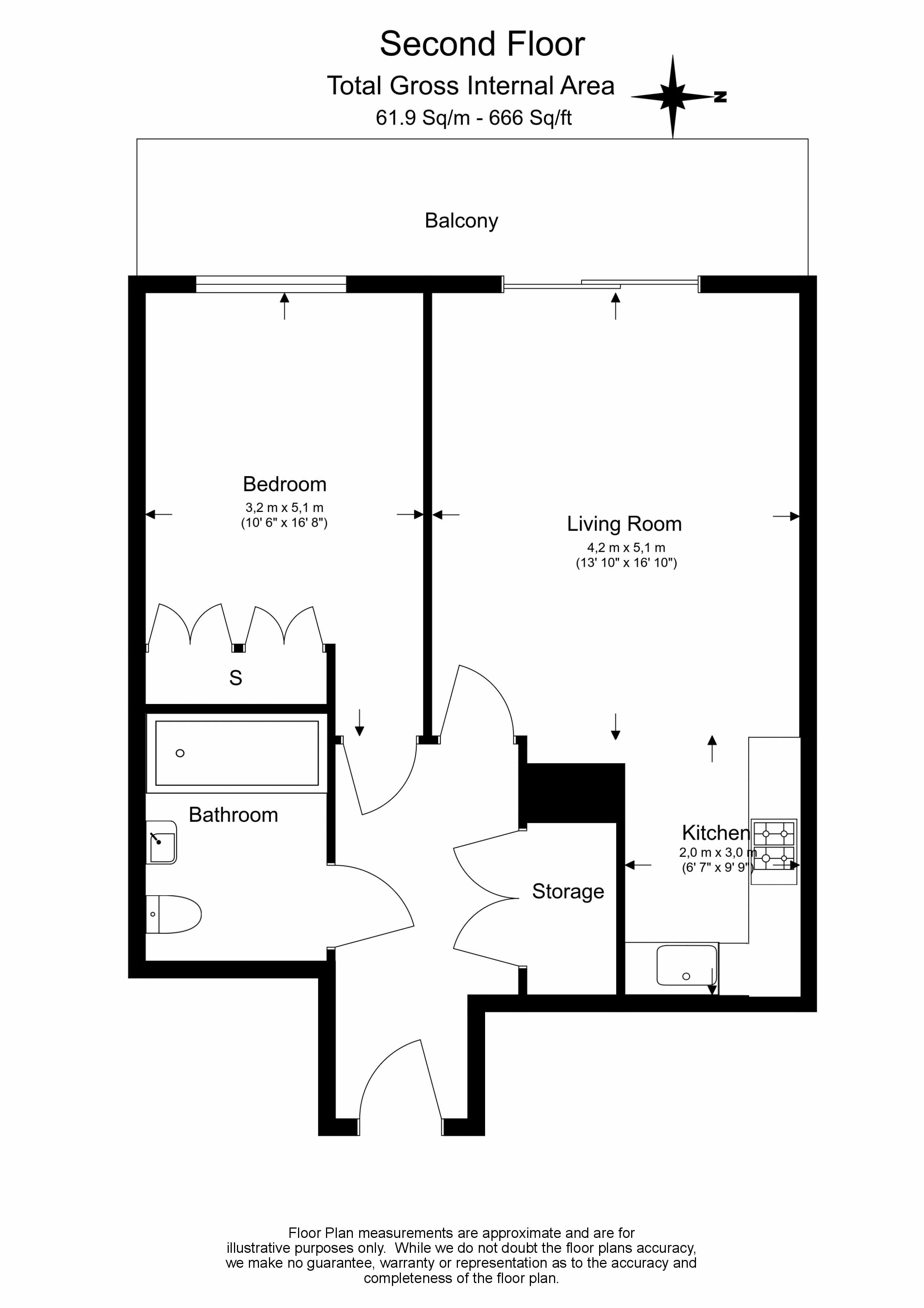 1 bedroom flat to rent in Drapers Yard, Wandsworth, SW18-Floorplan
