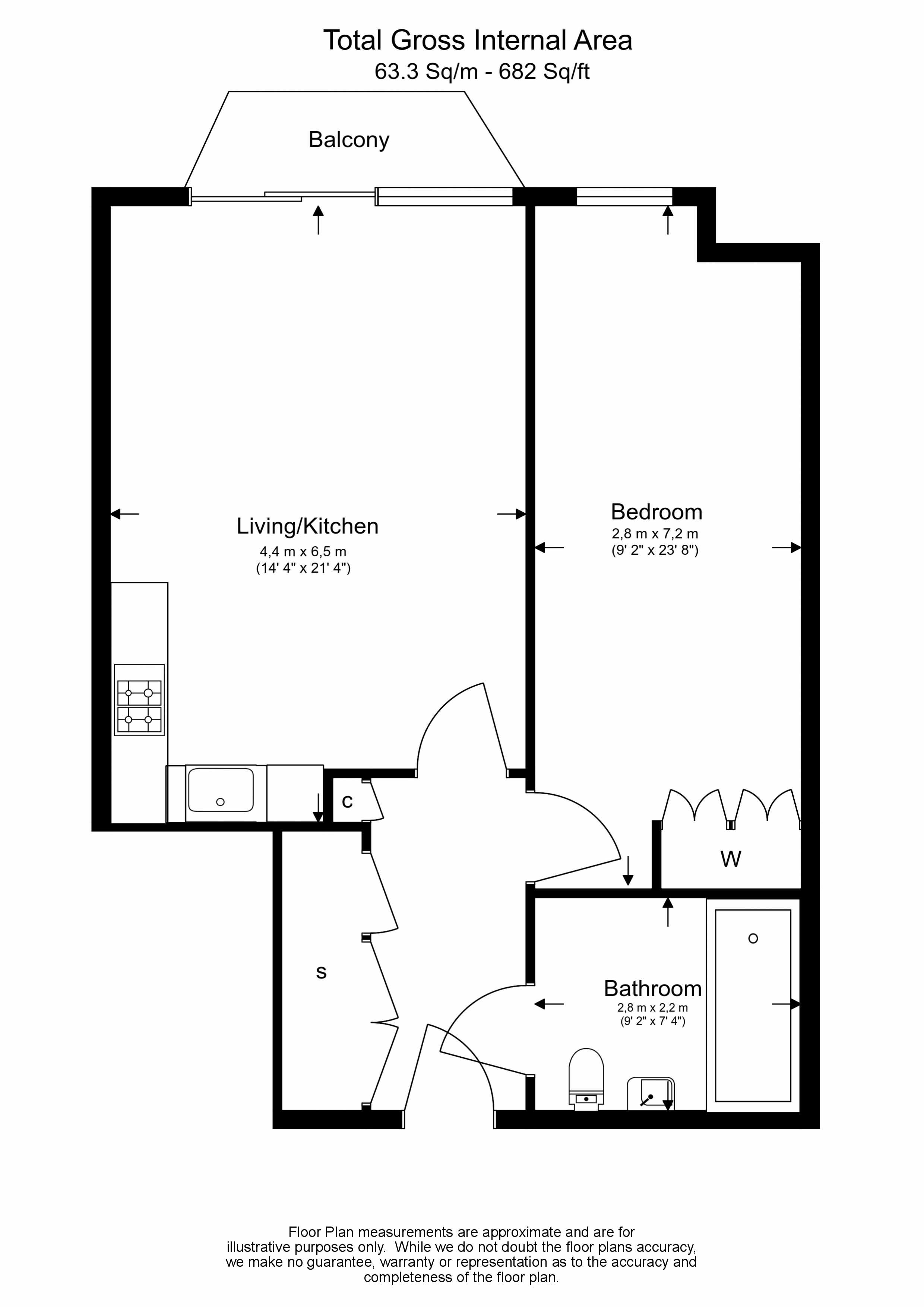 1 bedroom flat to rent in Harbour Avenue, Chelsea, SW10-Floorplan