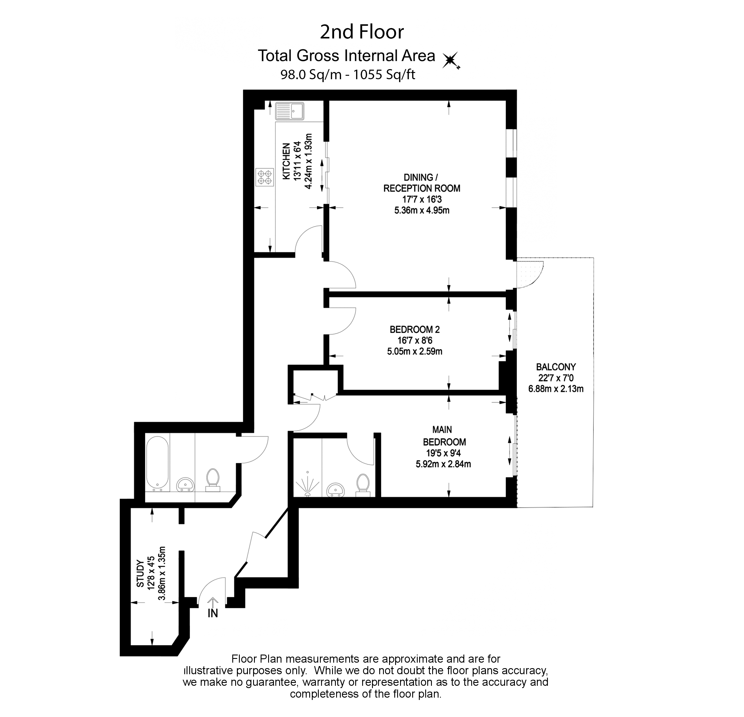 2 bedrooms flat to rent in Fountain House, The Boulevard, SW6-Floorplan