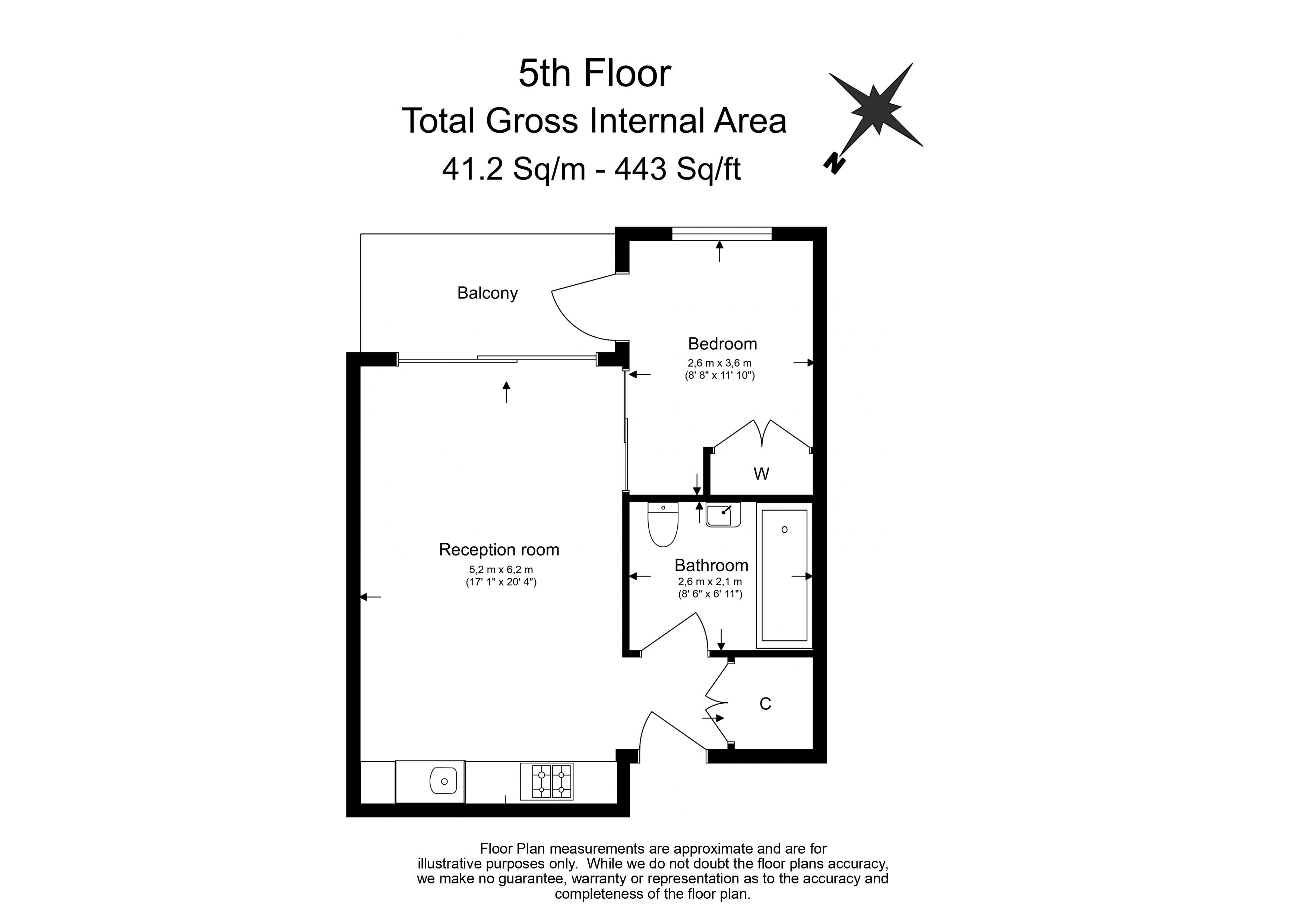 1 bedroom flat to rent in Dockside House, Park Street, SW6-Floorplan